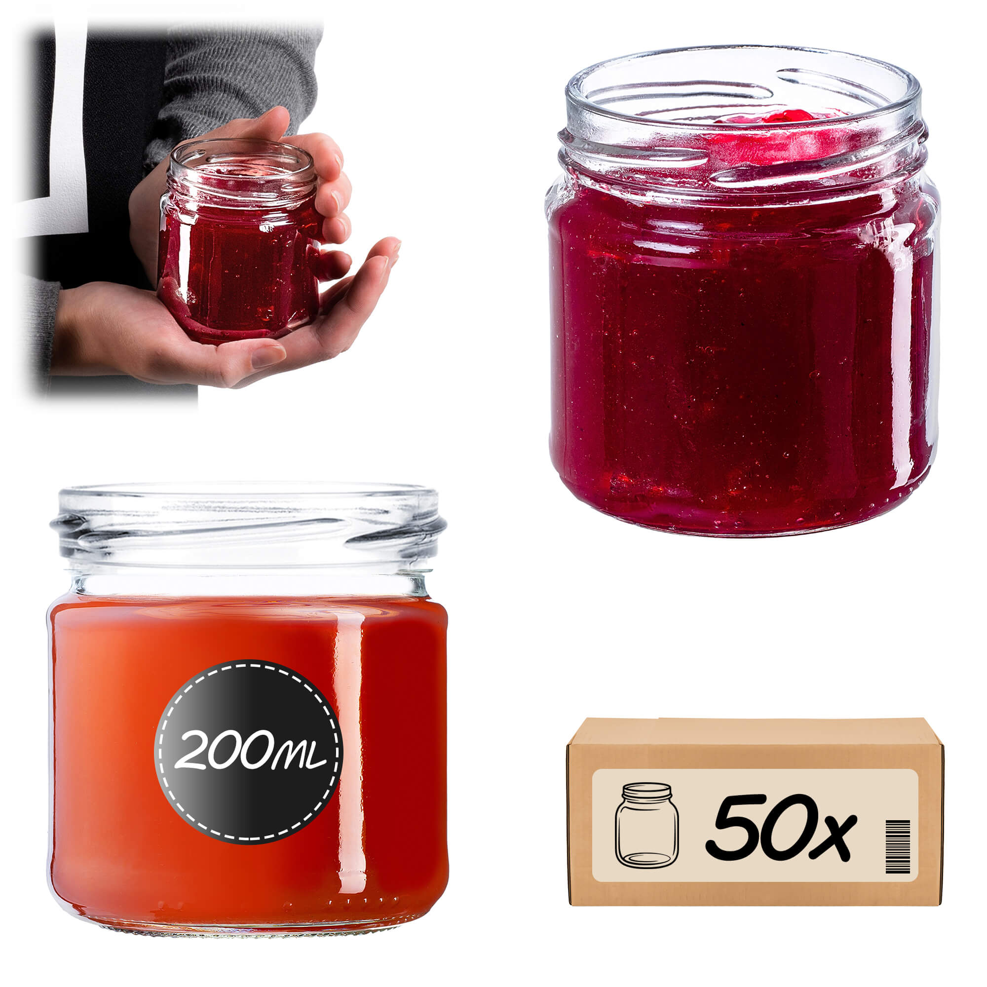 Słoiki na przetwory Lerma 200ml 50szt 66mm bez wieczka