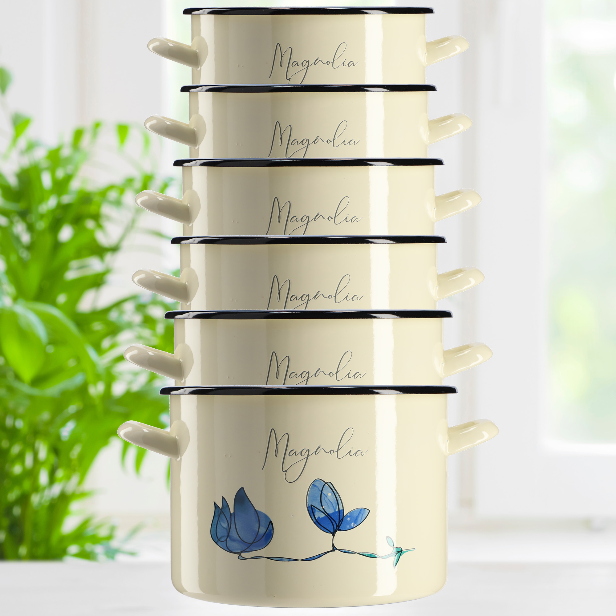 Garnek Emaliowany Luca 7L, magnolia