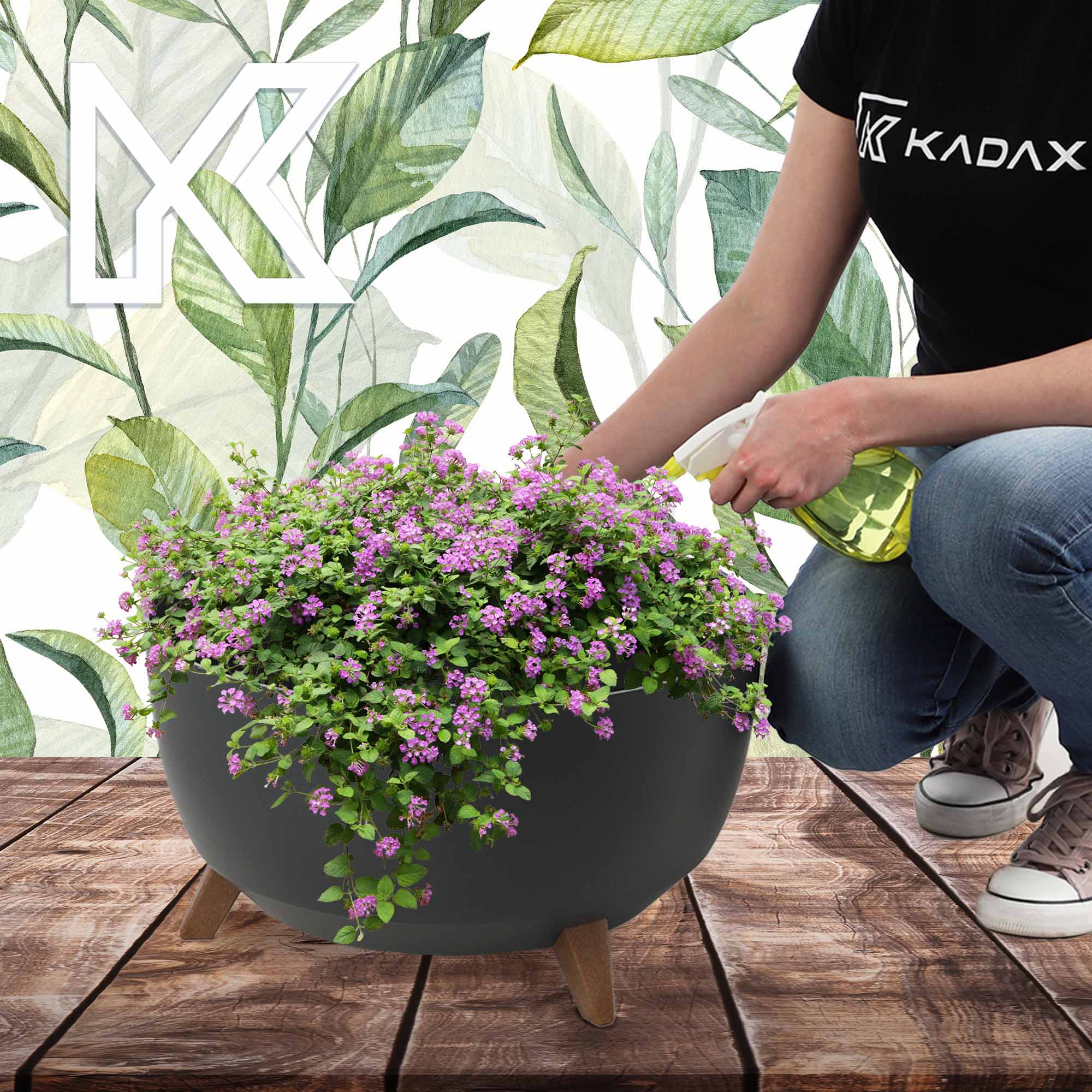 Misa na kwiaty z nóżkami Luri 47 cm, antracyt