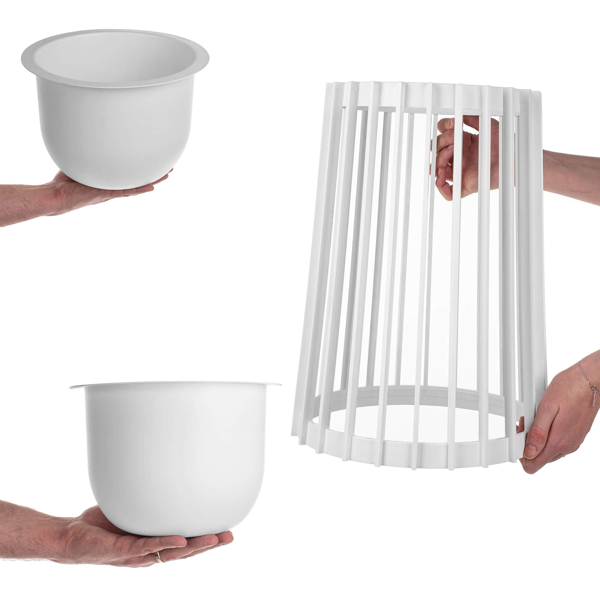 Kwietnik dwustronny Aytre 54 cm biały + 2 wkłady