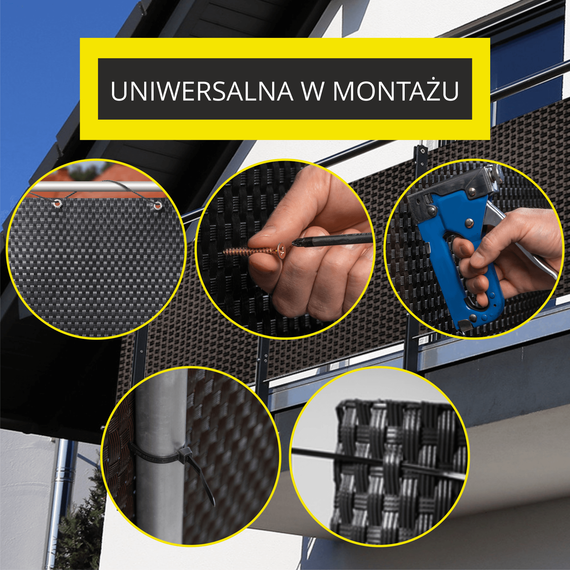 Osłona balkonowa 90 x 700 cm, czarna