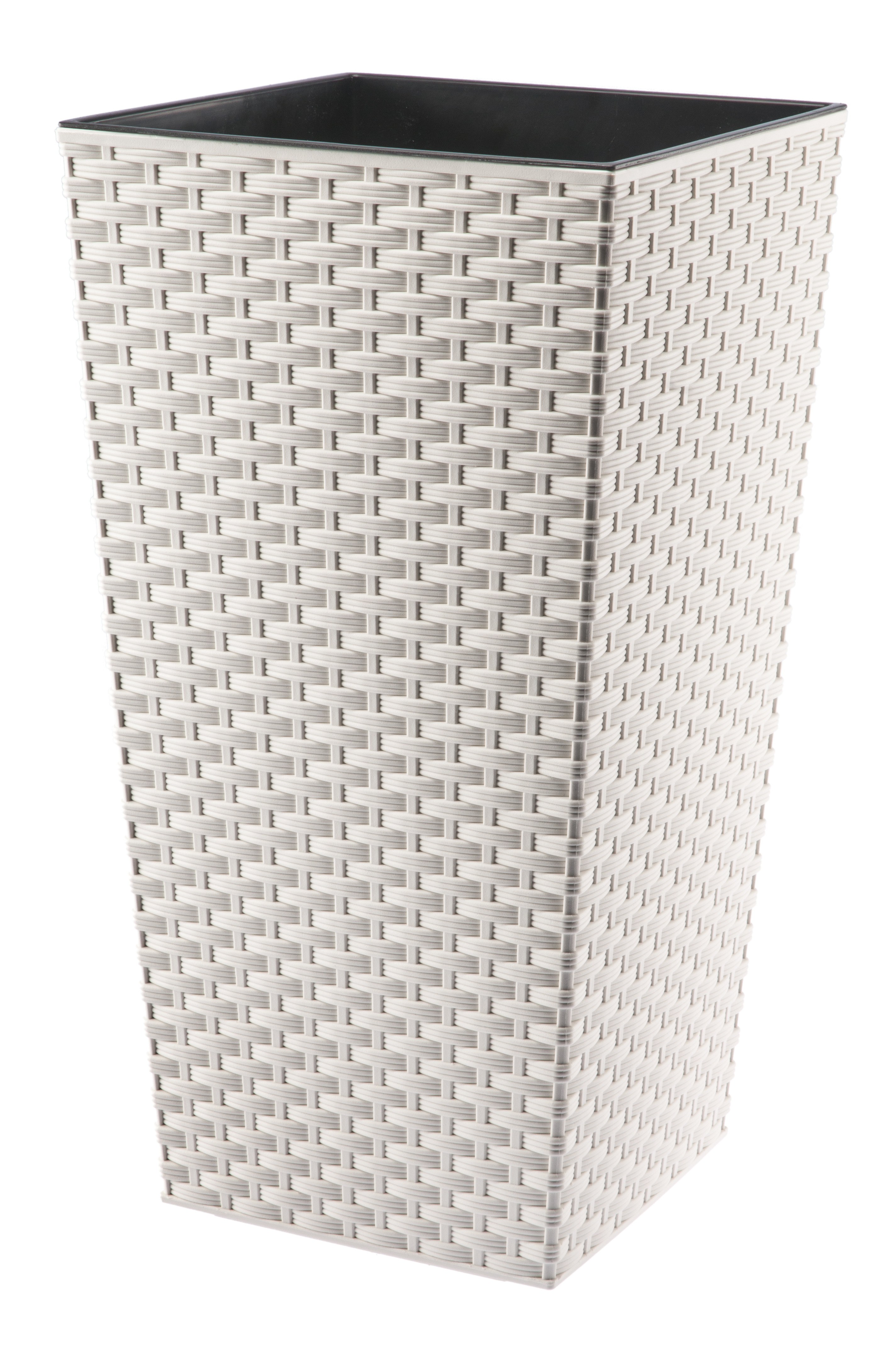 Donica z wkładem rattan Pesaro 25 cm, kremowa