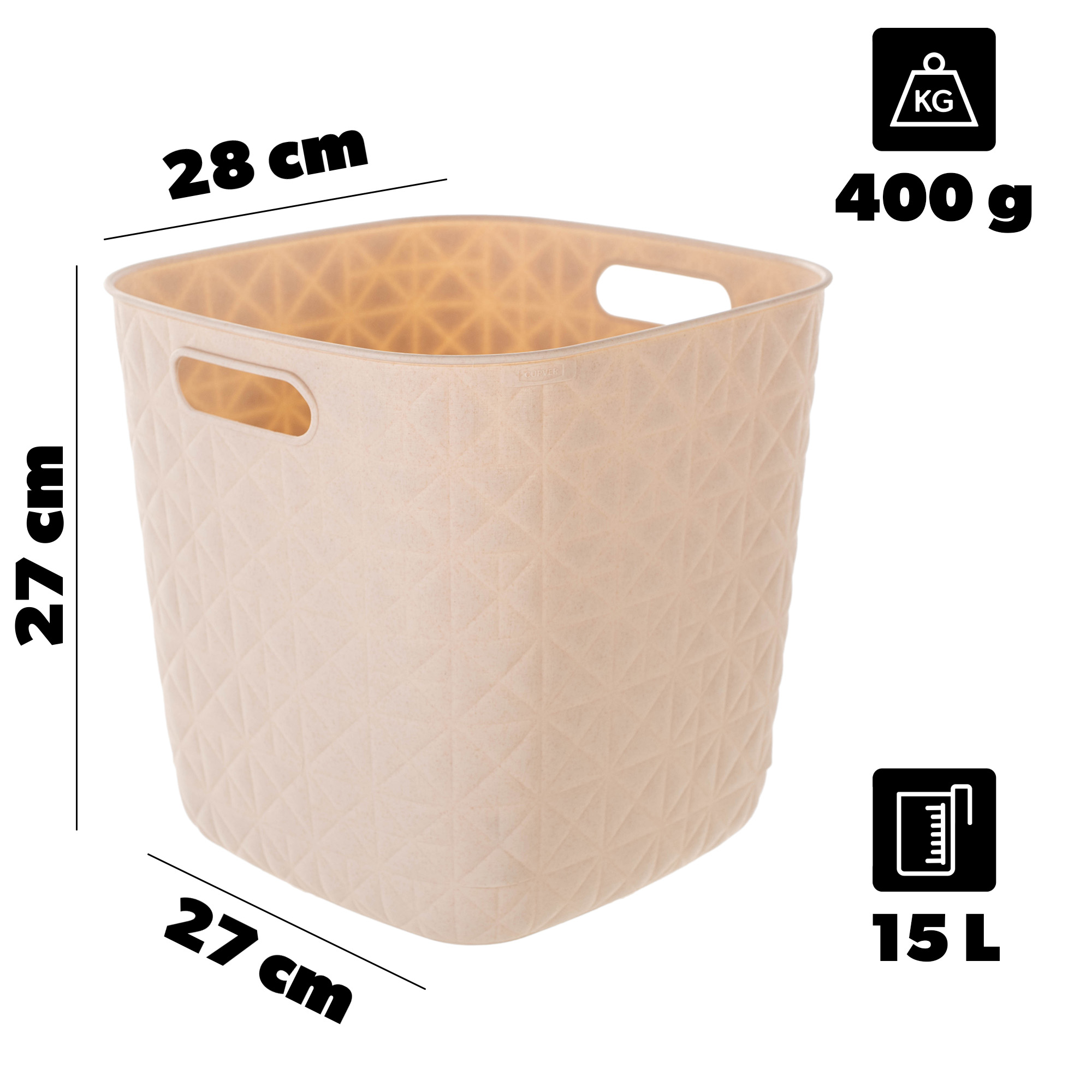 Koszyk Curver Softex kwadratowy 15L kremowy