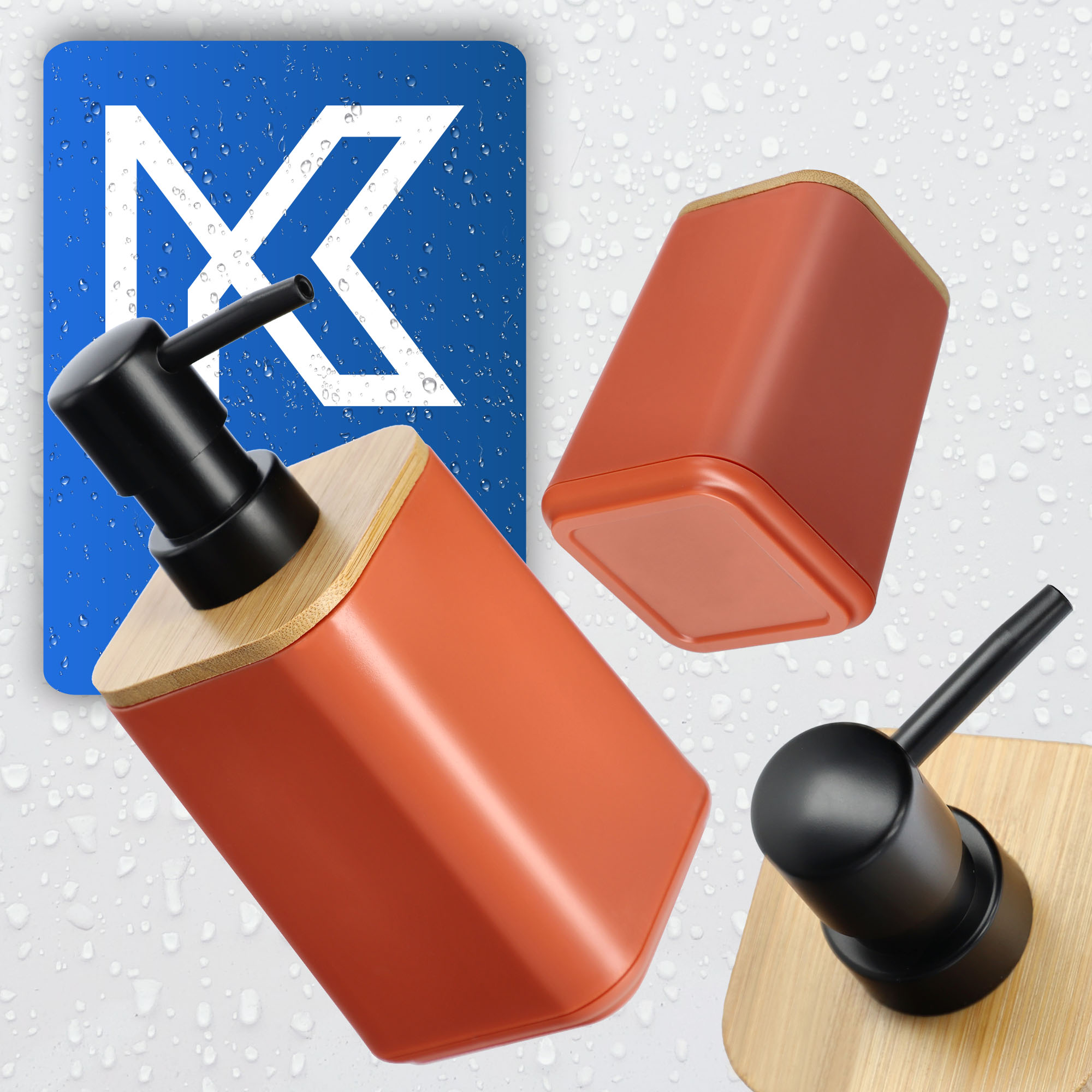 Zestaw Carrara Dozownik na mydło + Kubek łazienkowy, różowy