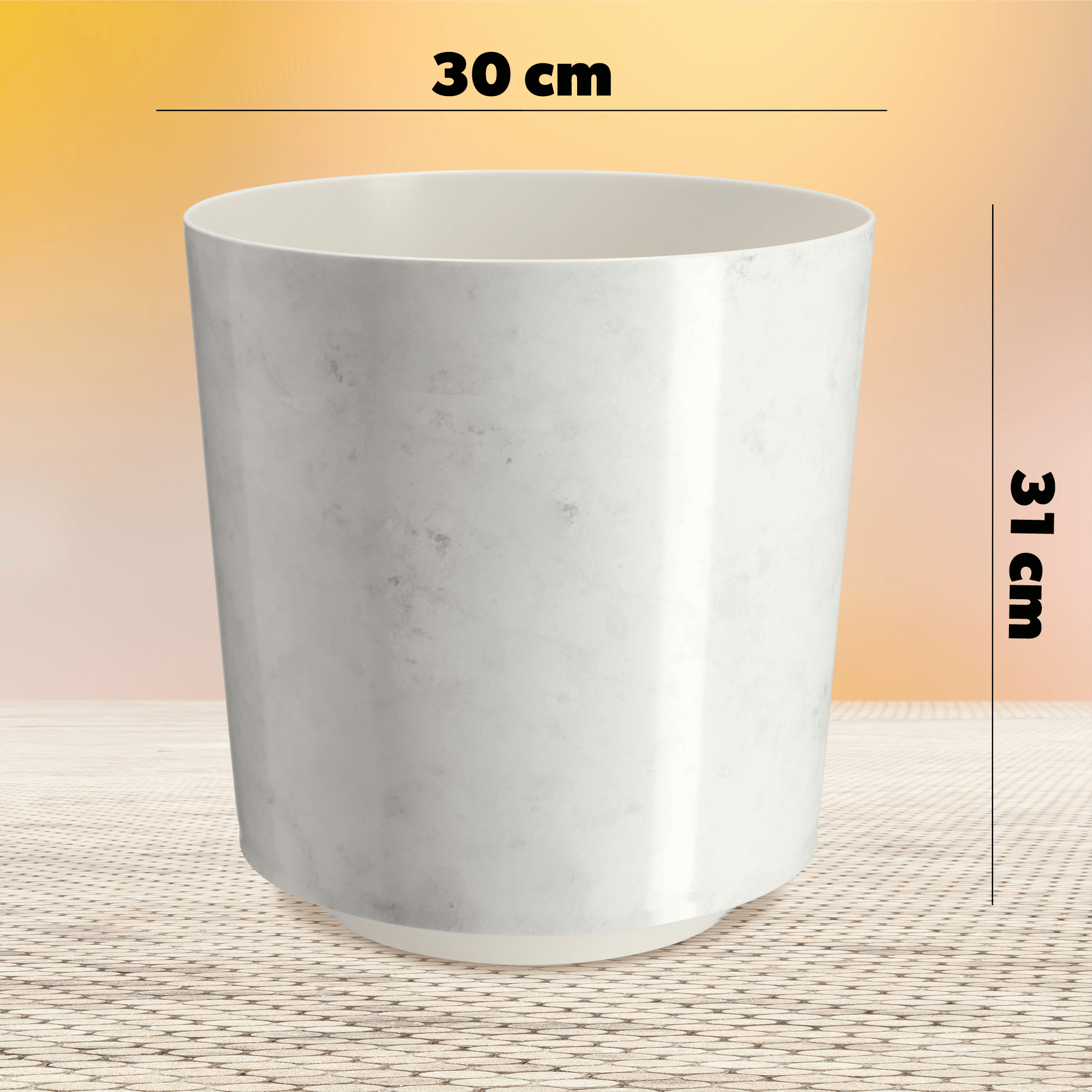 Osłonka na doniczkę Belvi 30 cm, biały marmur