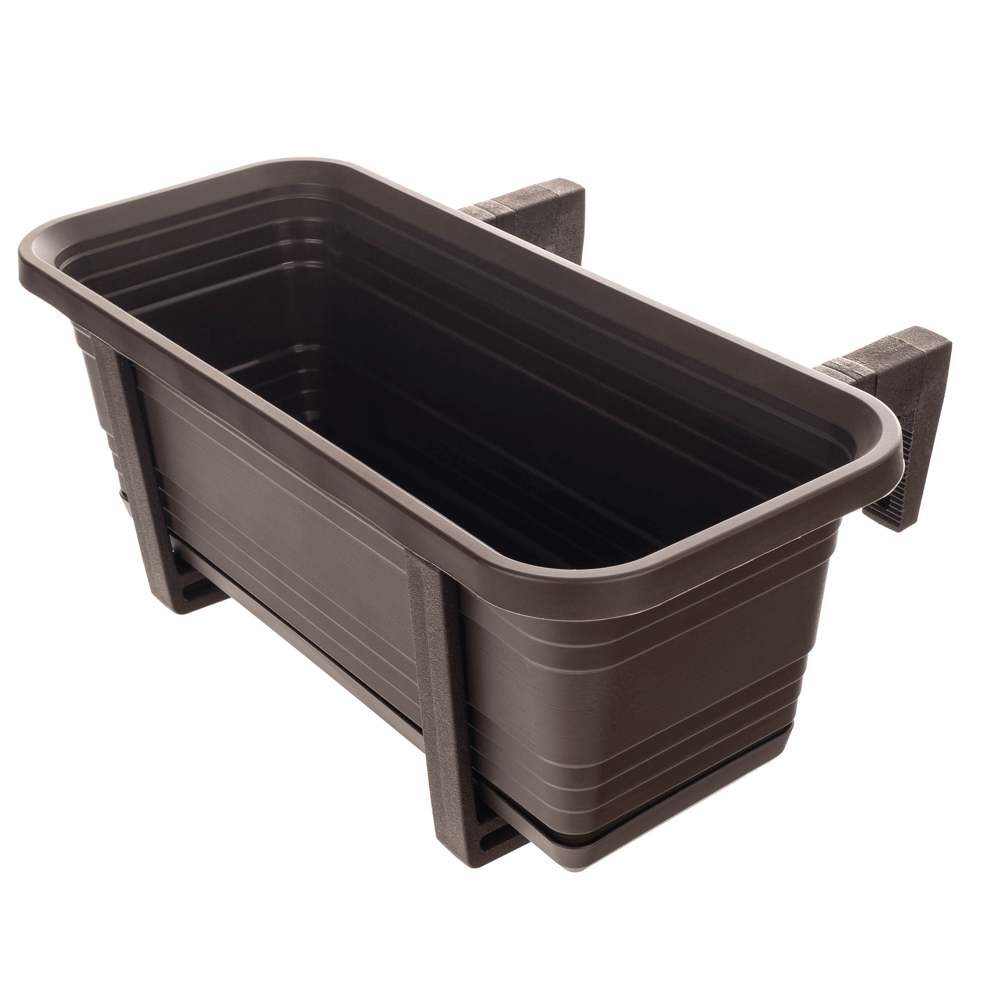 Skrzynka balkonowa z podstawką i uchwytami Paulin 40cm mokka