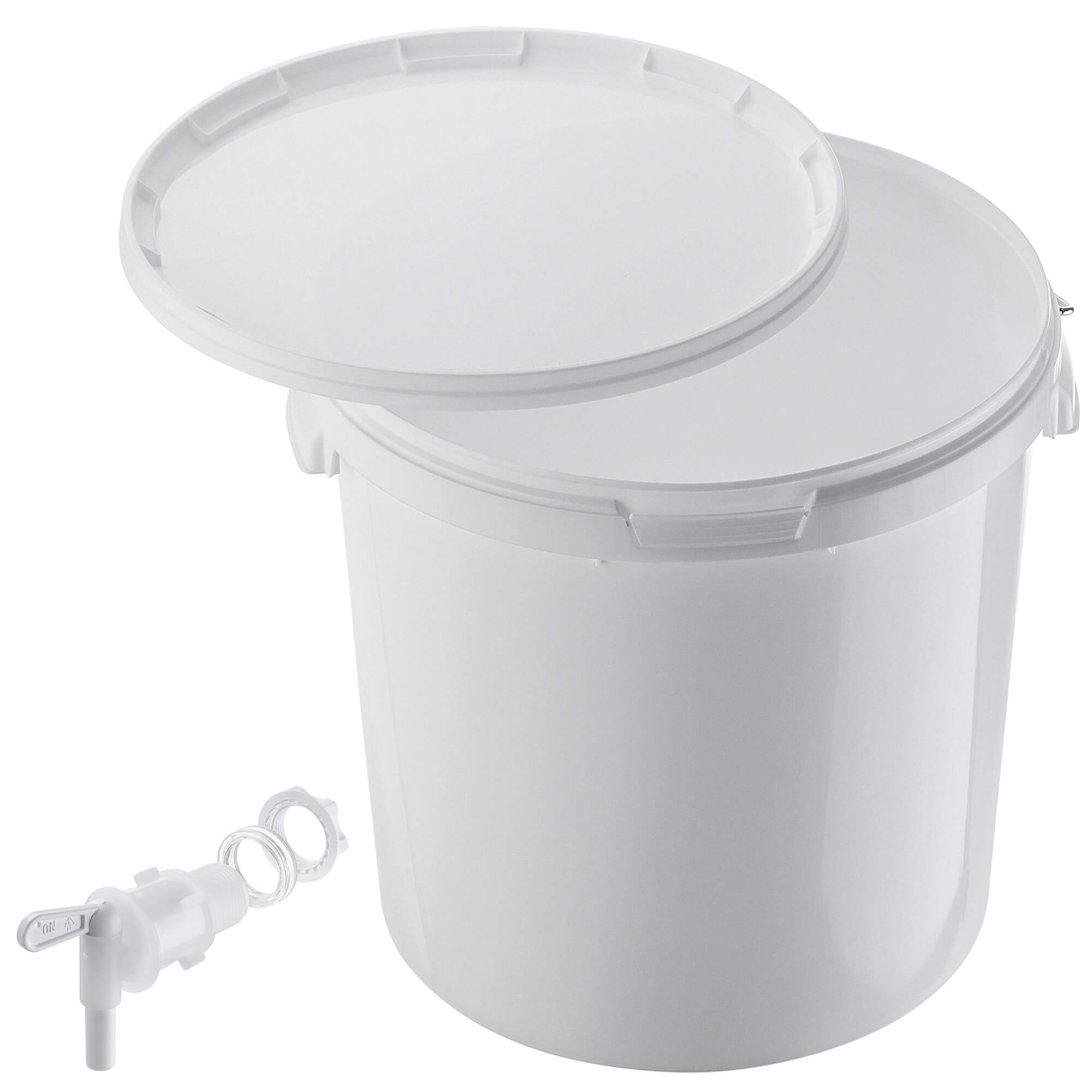 Pojemnik fermentacyjny Acerra z pokrywą i uchwytem 20L biały + kran