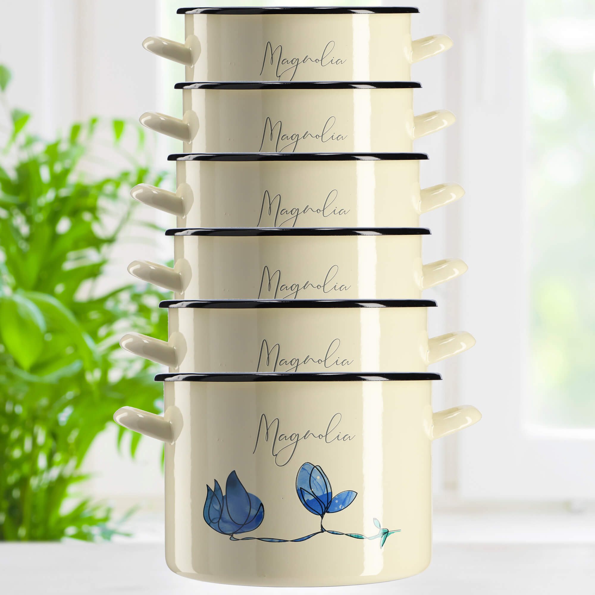 Garnek Emaliowany Luca 6L, magnolia