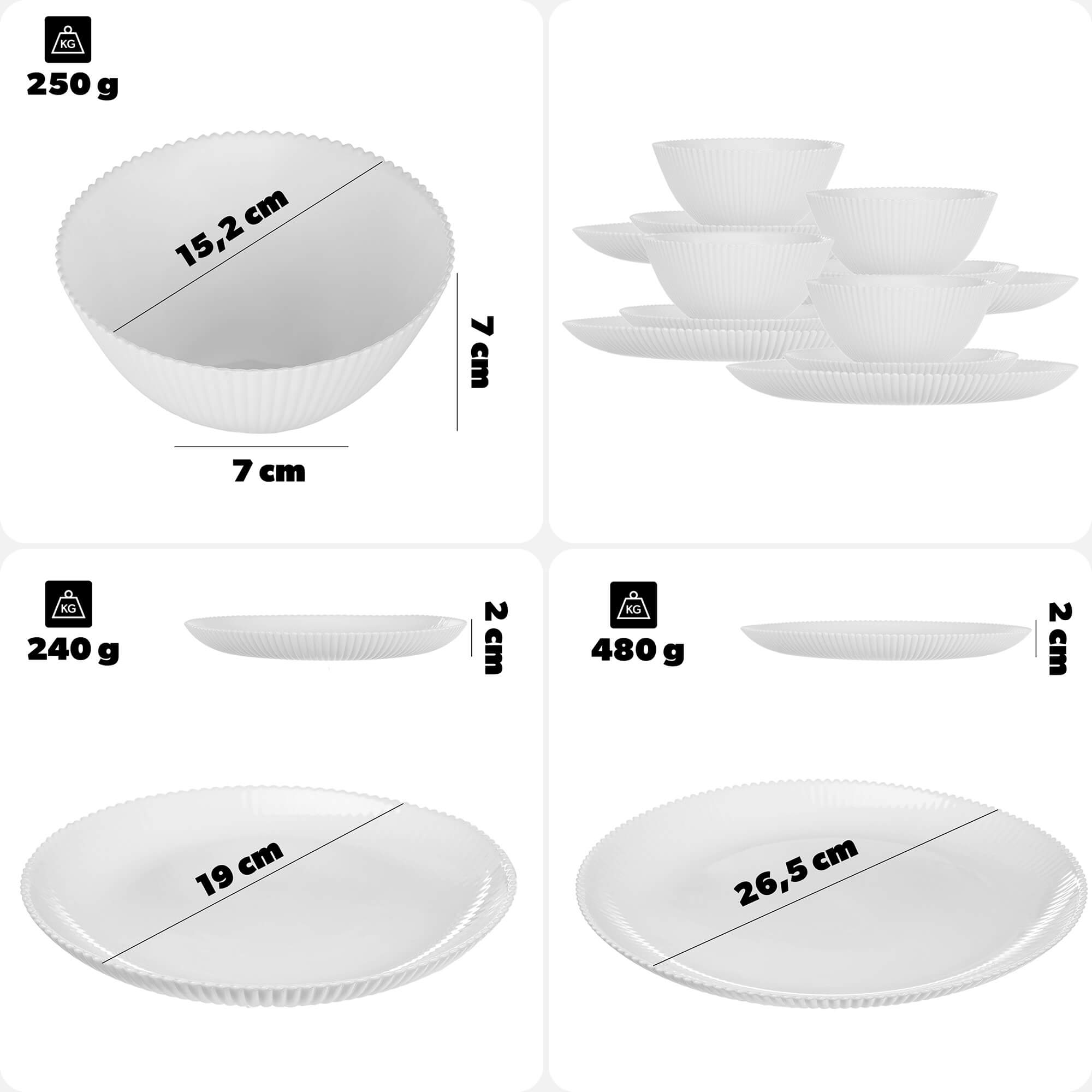 Zestaw obiadowy Regno biały 4 komplety