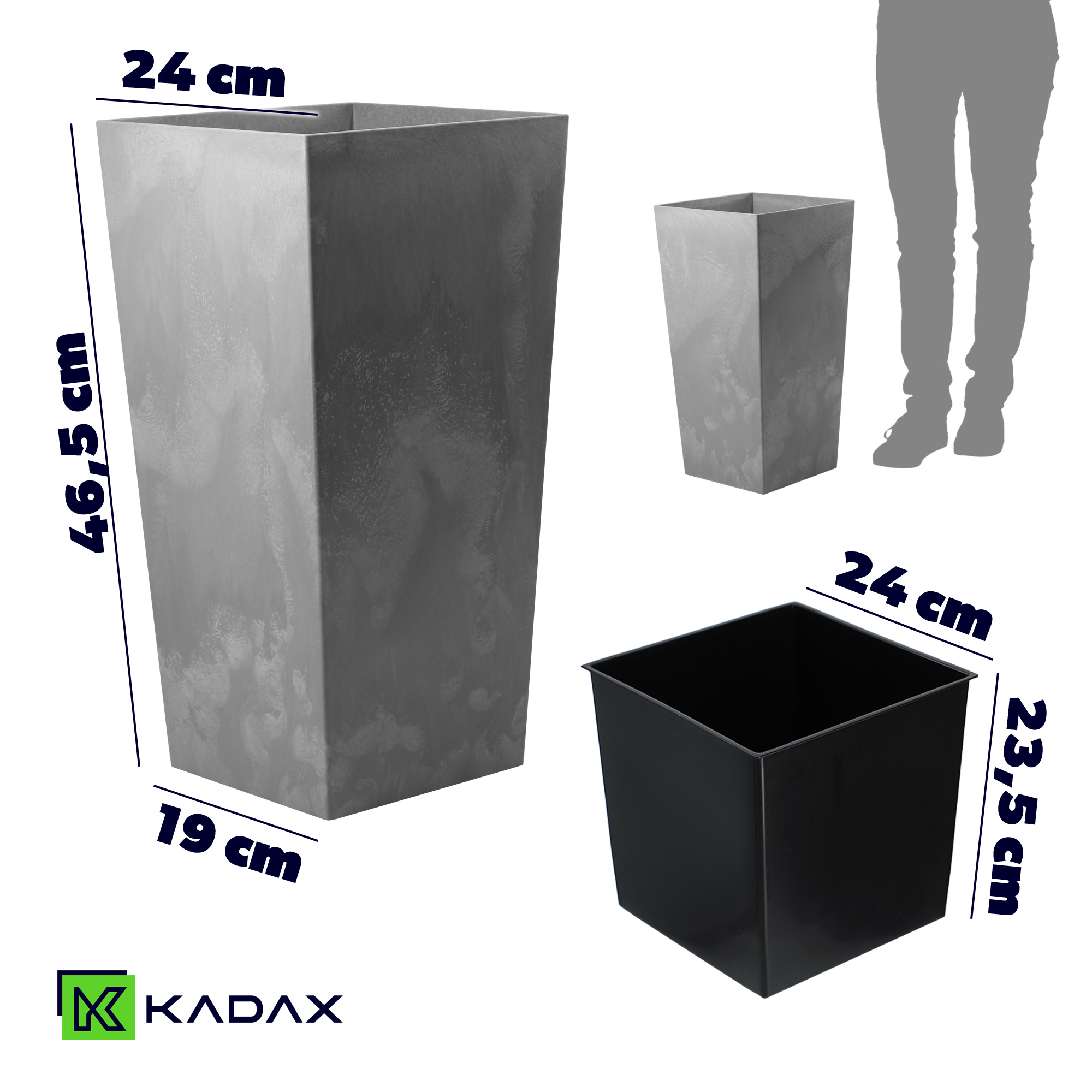 Donica ogrodowa Pesaro 25 cm szary beton