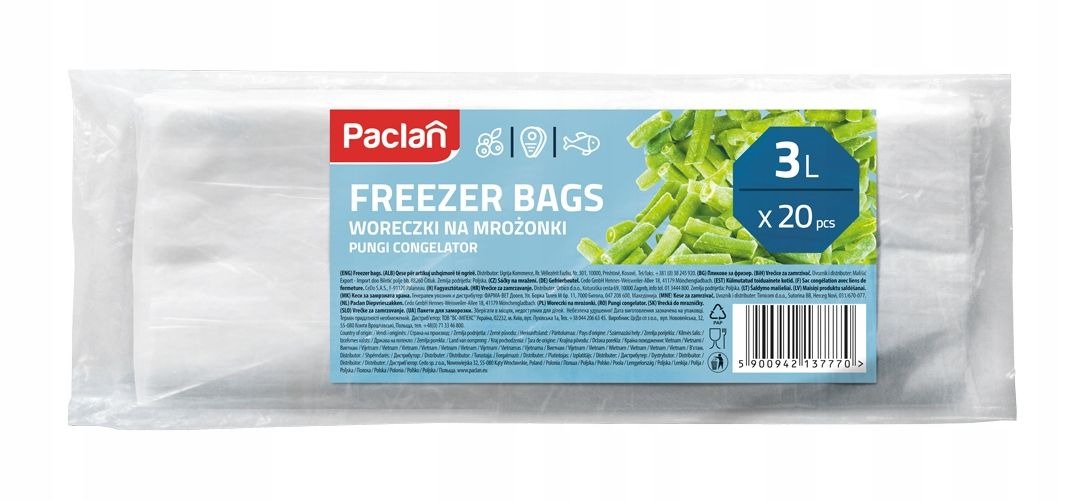 Paclan Woreczki do mrożenia 3L 20 szt.