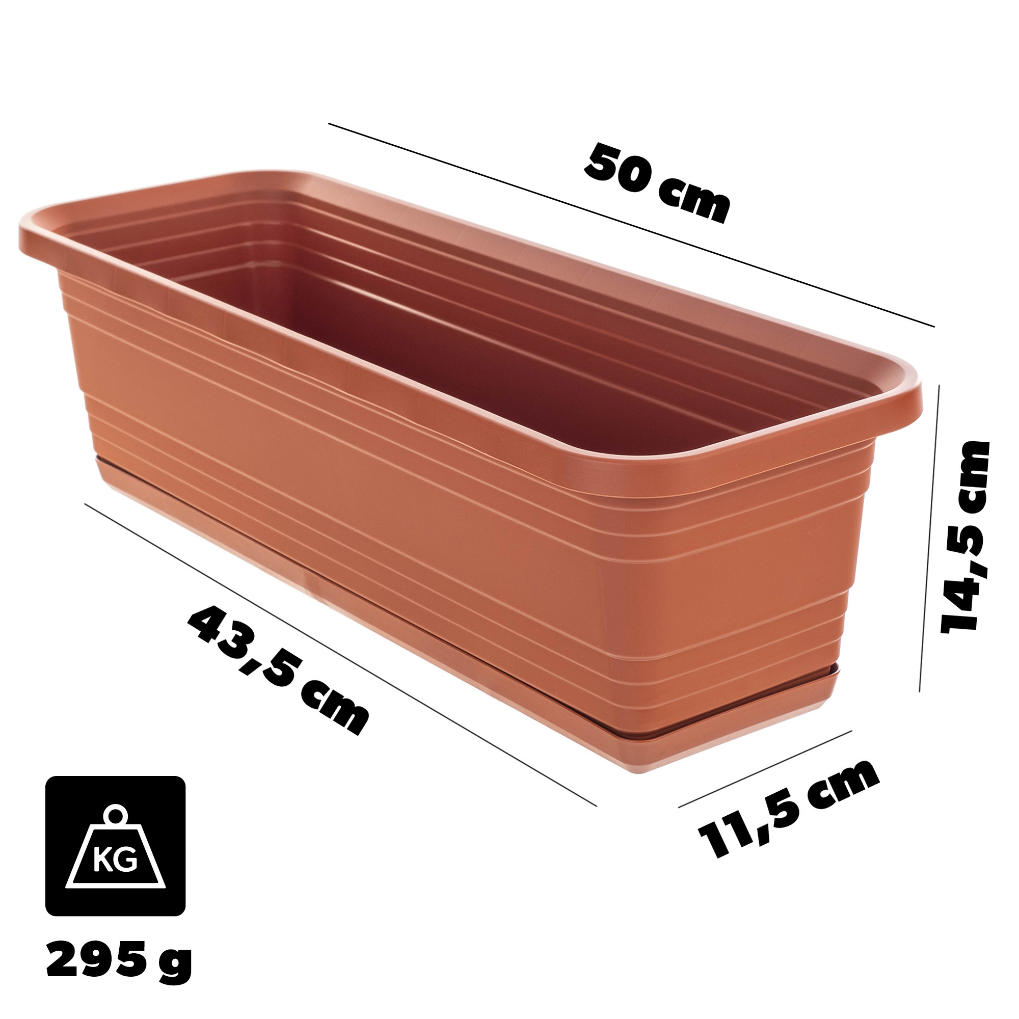 Skrzynka balkonowa z podstawką Paulin 50cm terrakota