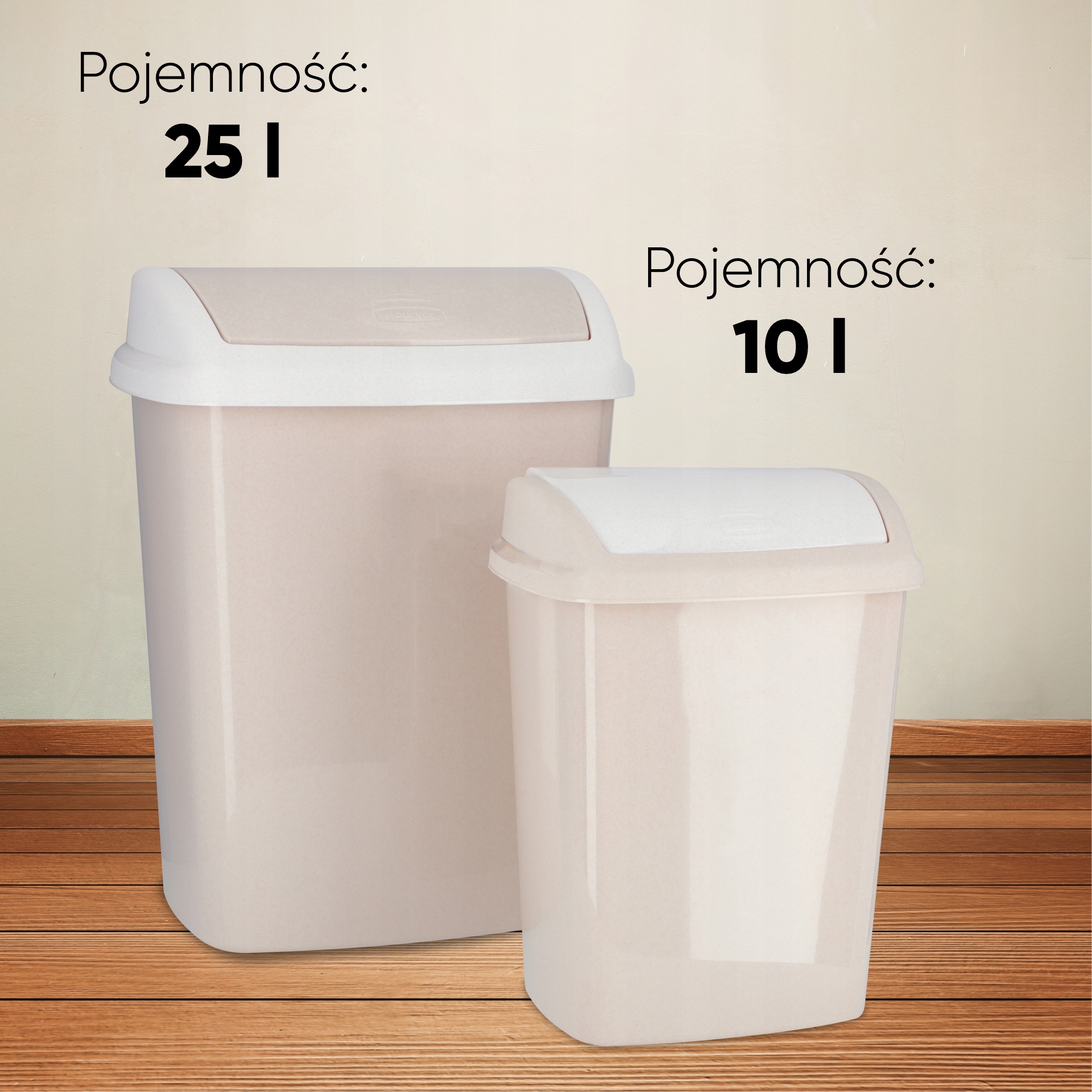 Kosz na śmieci uchylny Curver Dominik 10L, beżowy