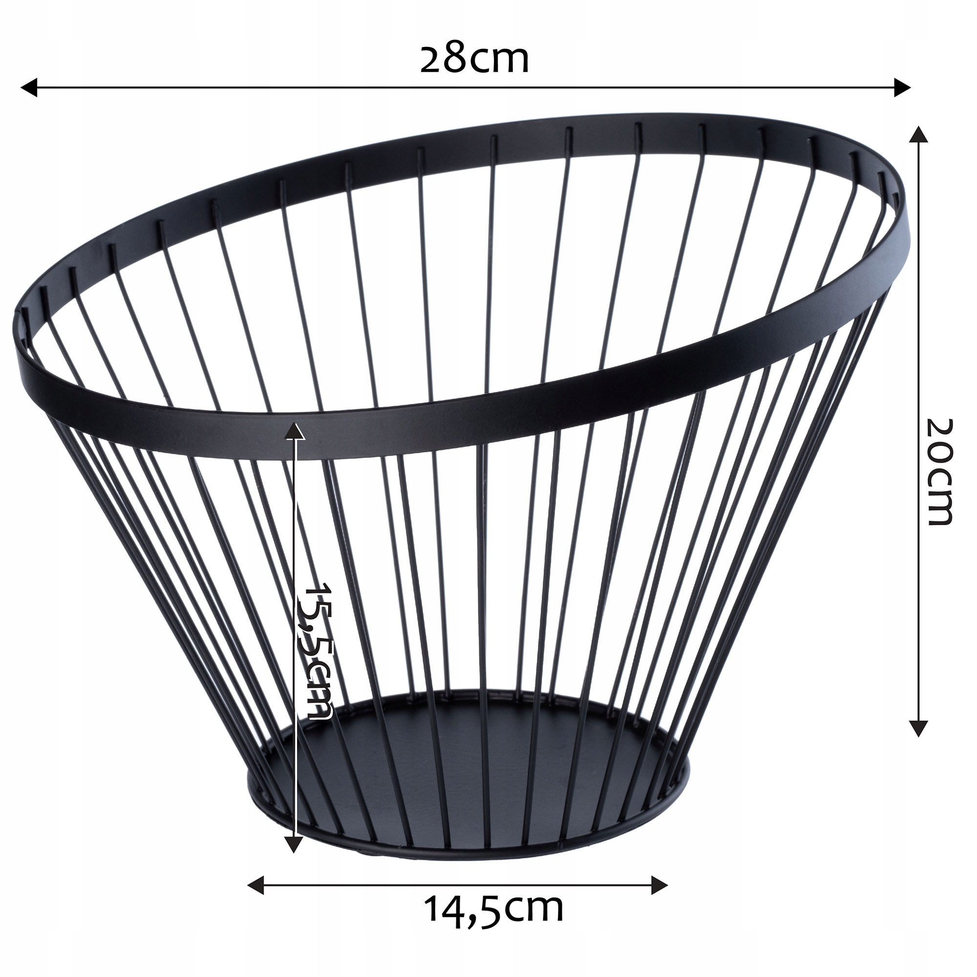 Koszyk metalowy ukośny na owoce, czarny