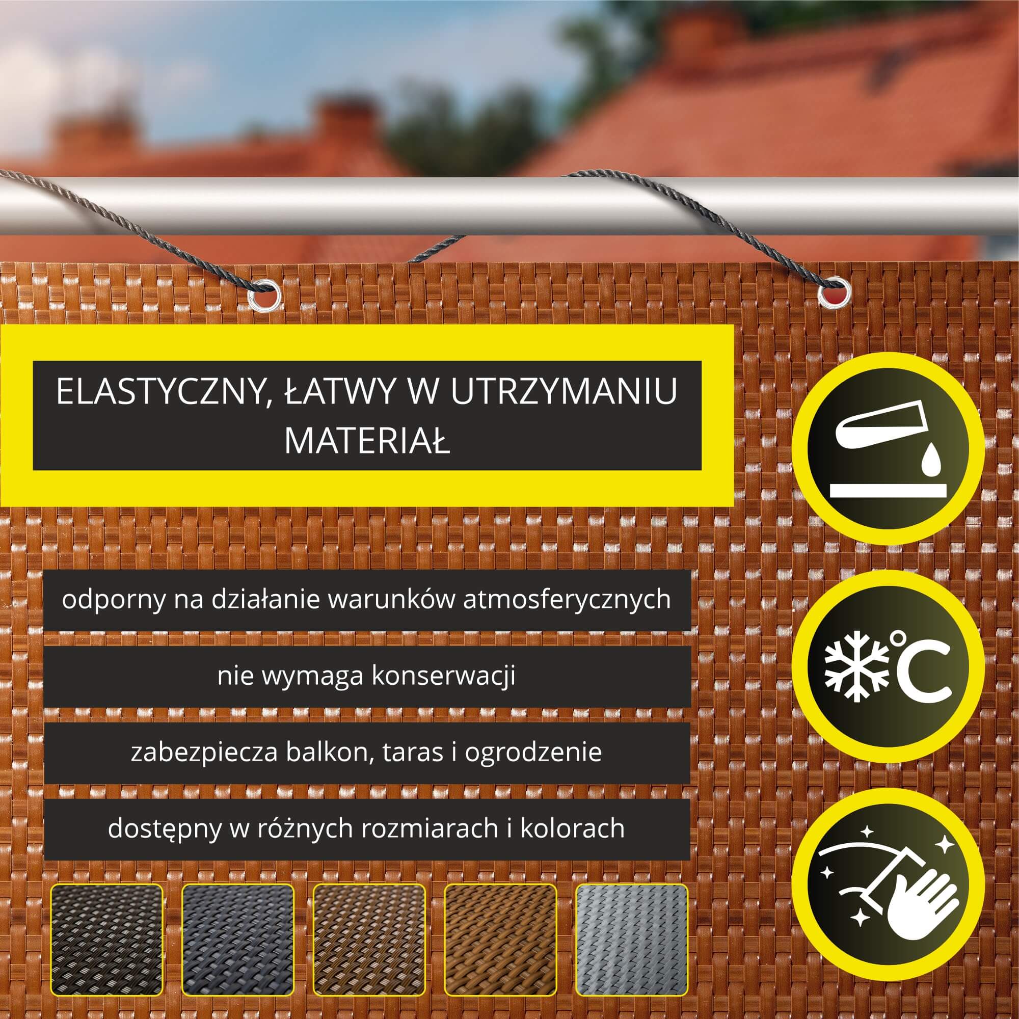 Osłona balkonowa Espa 90 x 700 cm, miodowa