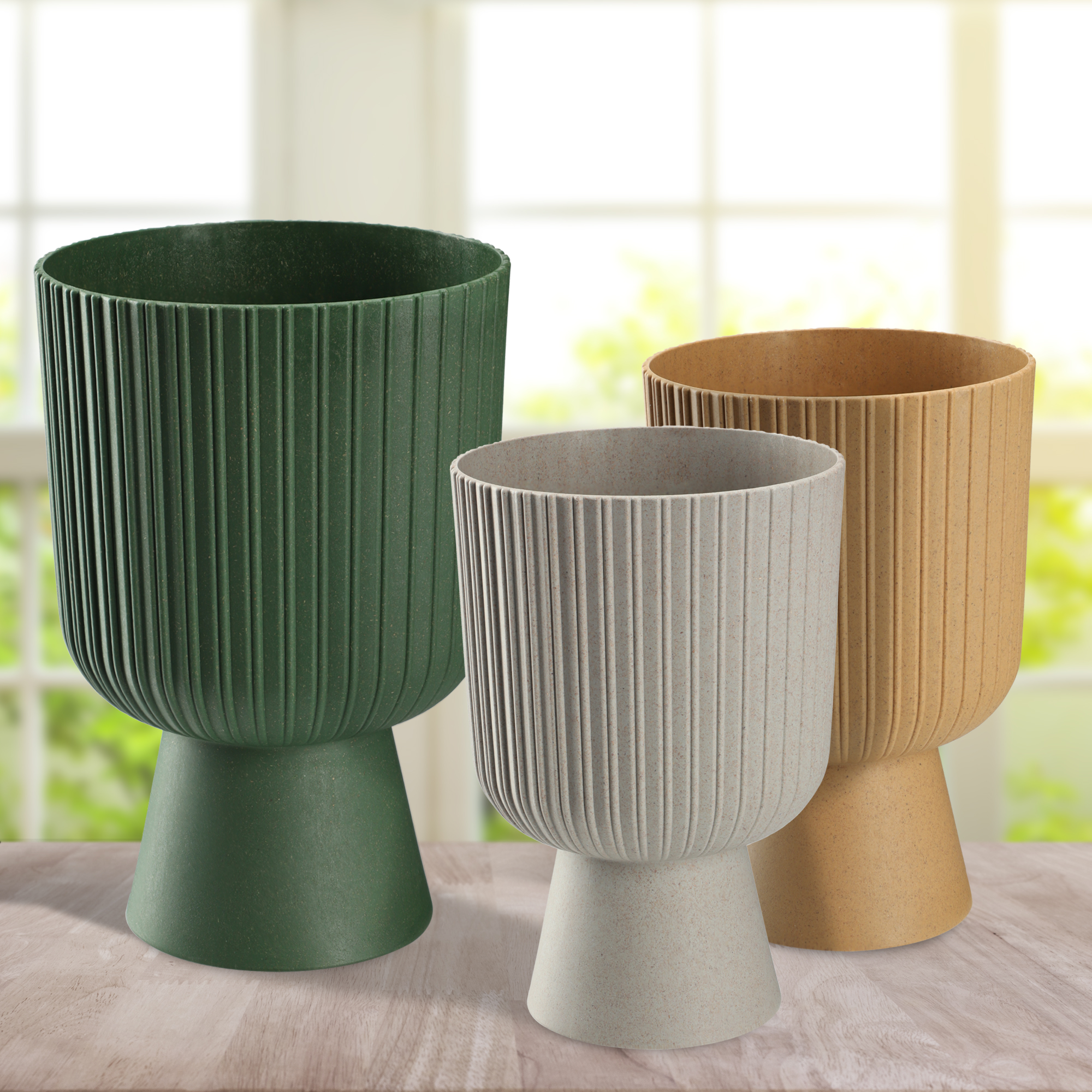 Doniczka na nóżce Golem Eco 18 cm, naturalne drewno