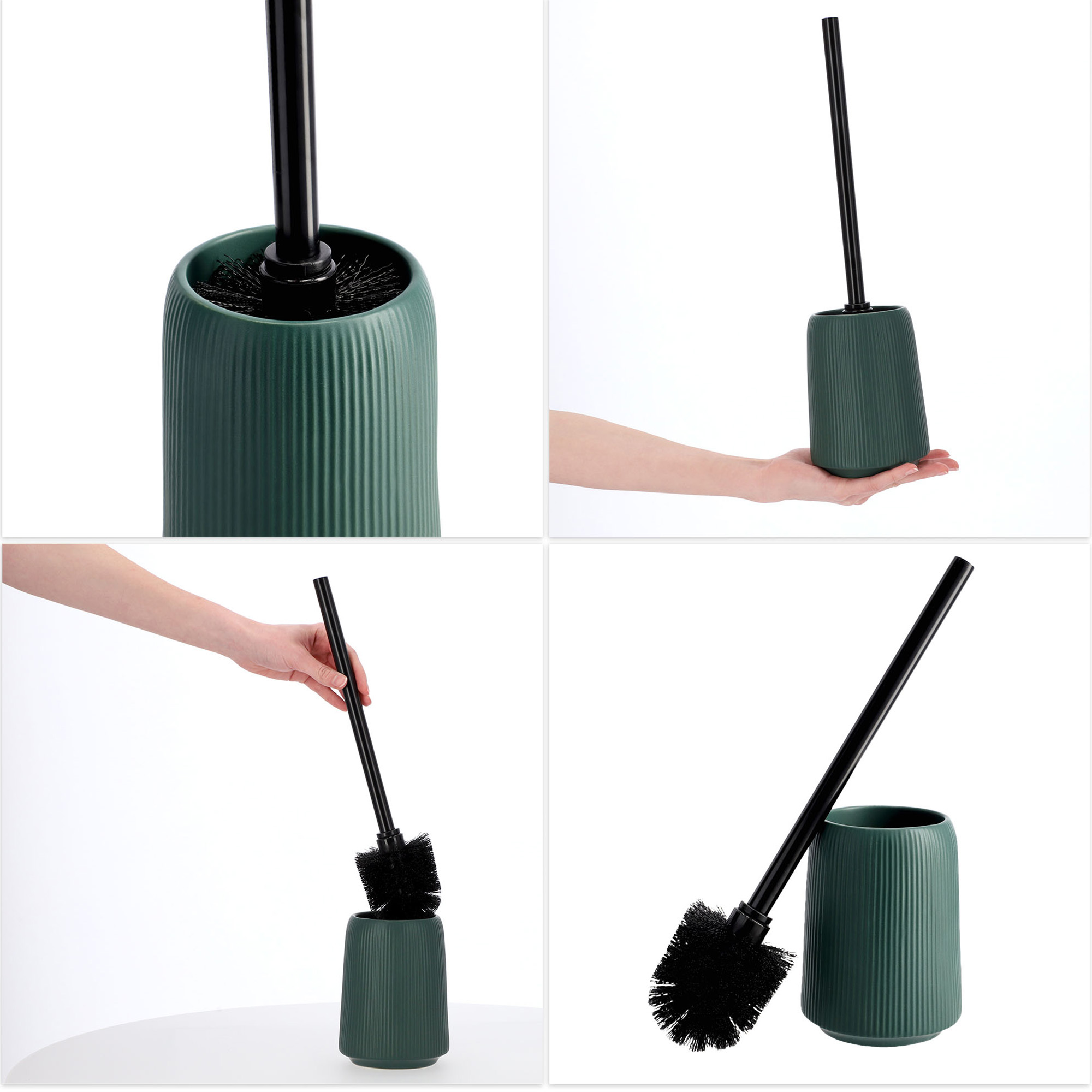 Zestaw łazienkowy Mataro szczotka do WC + dozownik na mydło, zielony