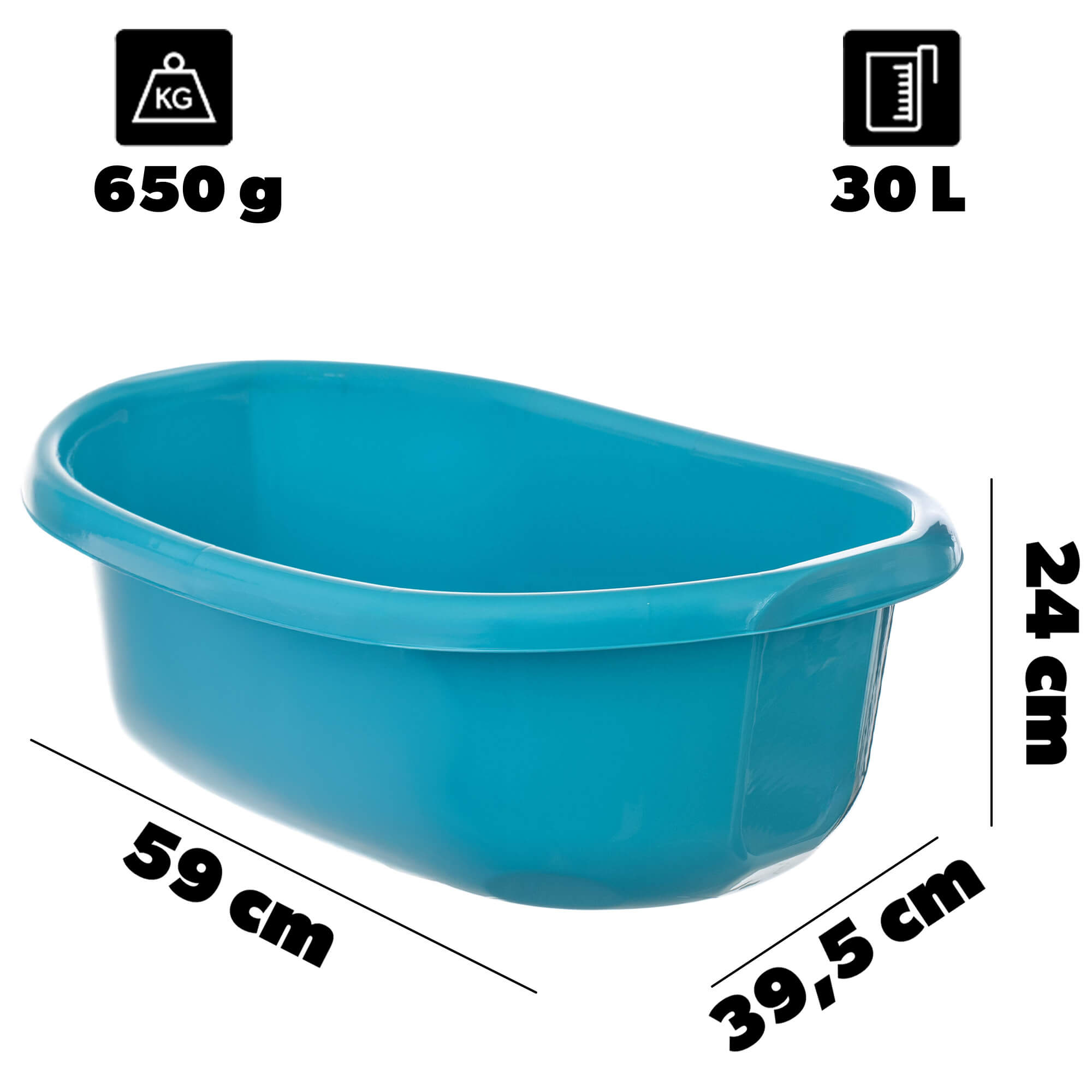 Miska łazienkowa Lavare z uszami 30L turkusowa