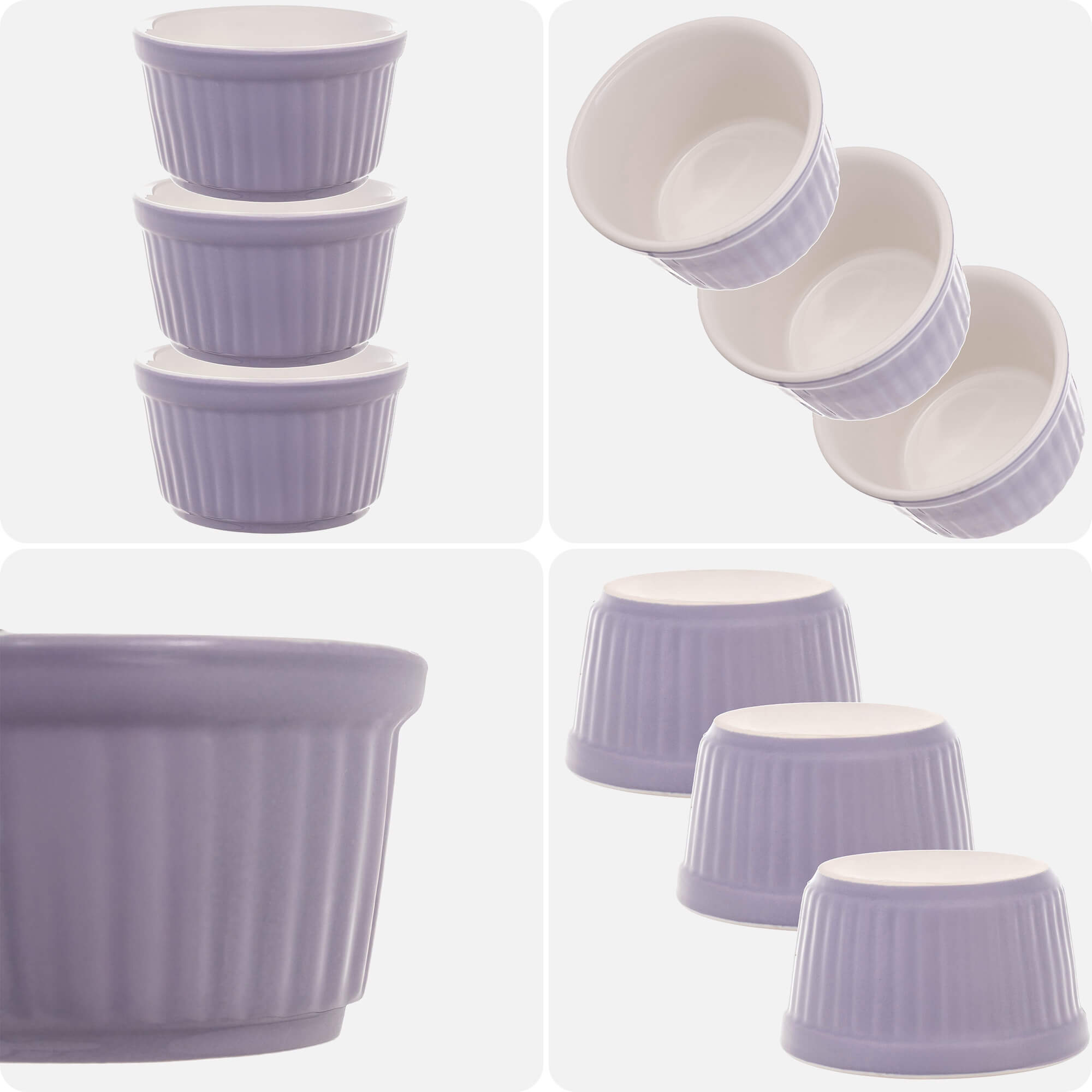 Naczynie ceramiczne do zapiekania Maes 9 x 5 cm fioletowe 3 szt.