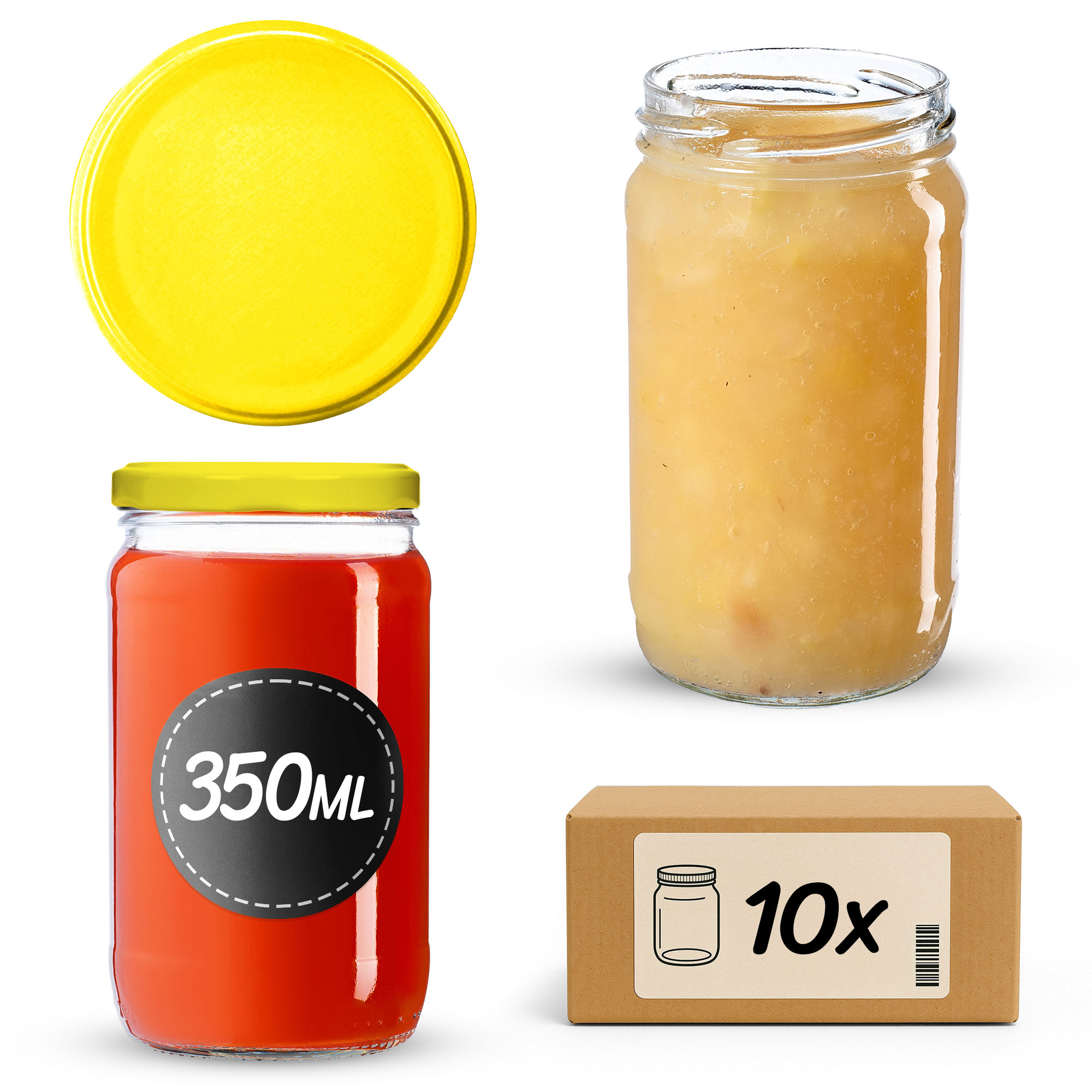 Słoiki na przetwory Gera 350ml fi66mm 10szt + wieczko Żółty