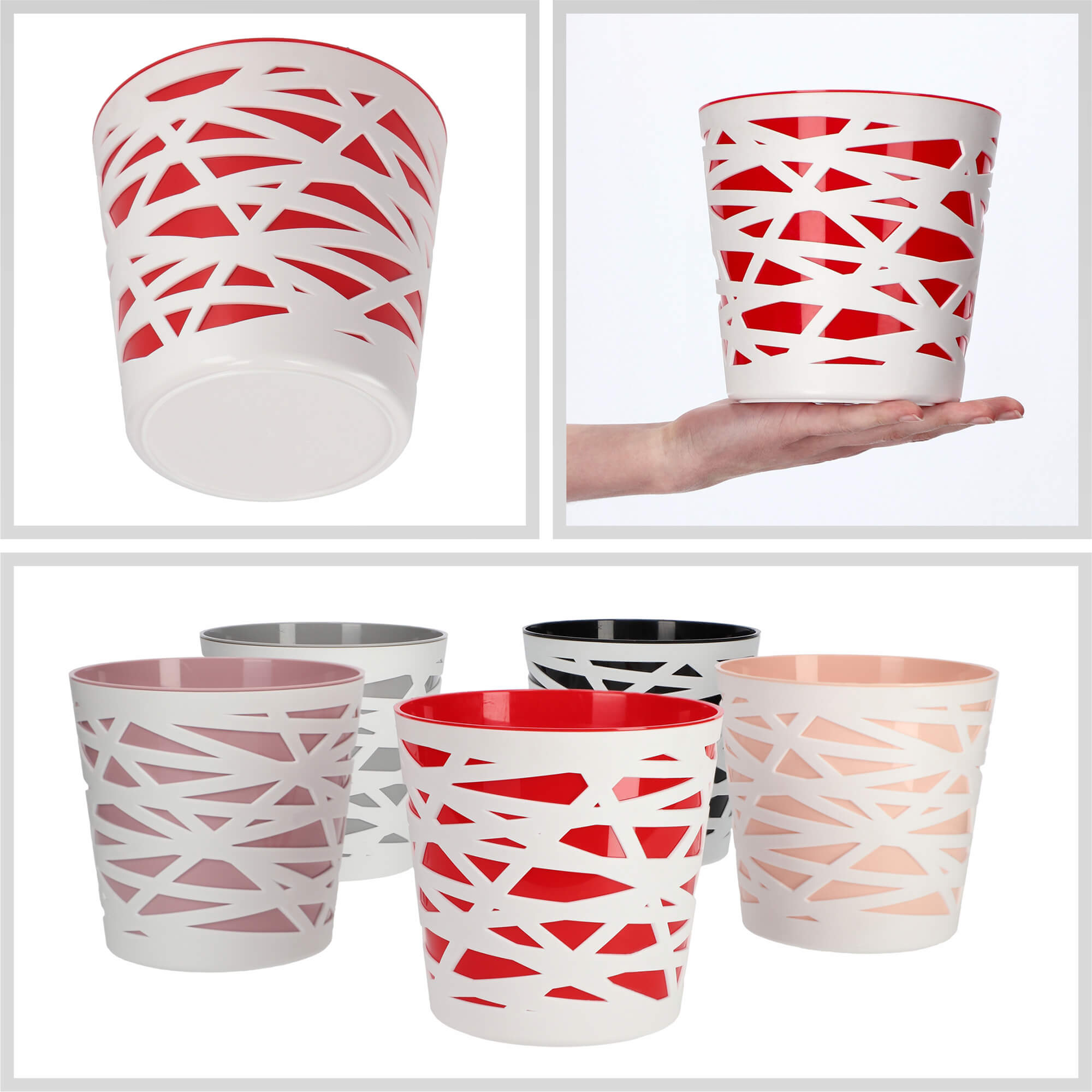 Doniczka z wkładem Rusio 15 cm, czerwona