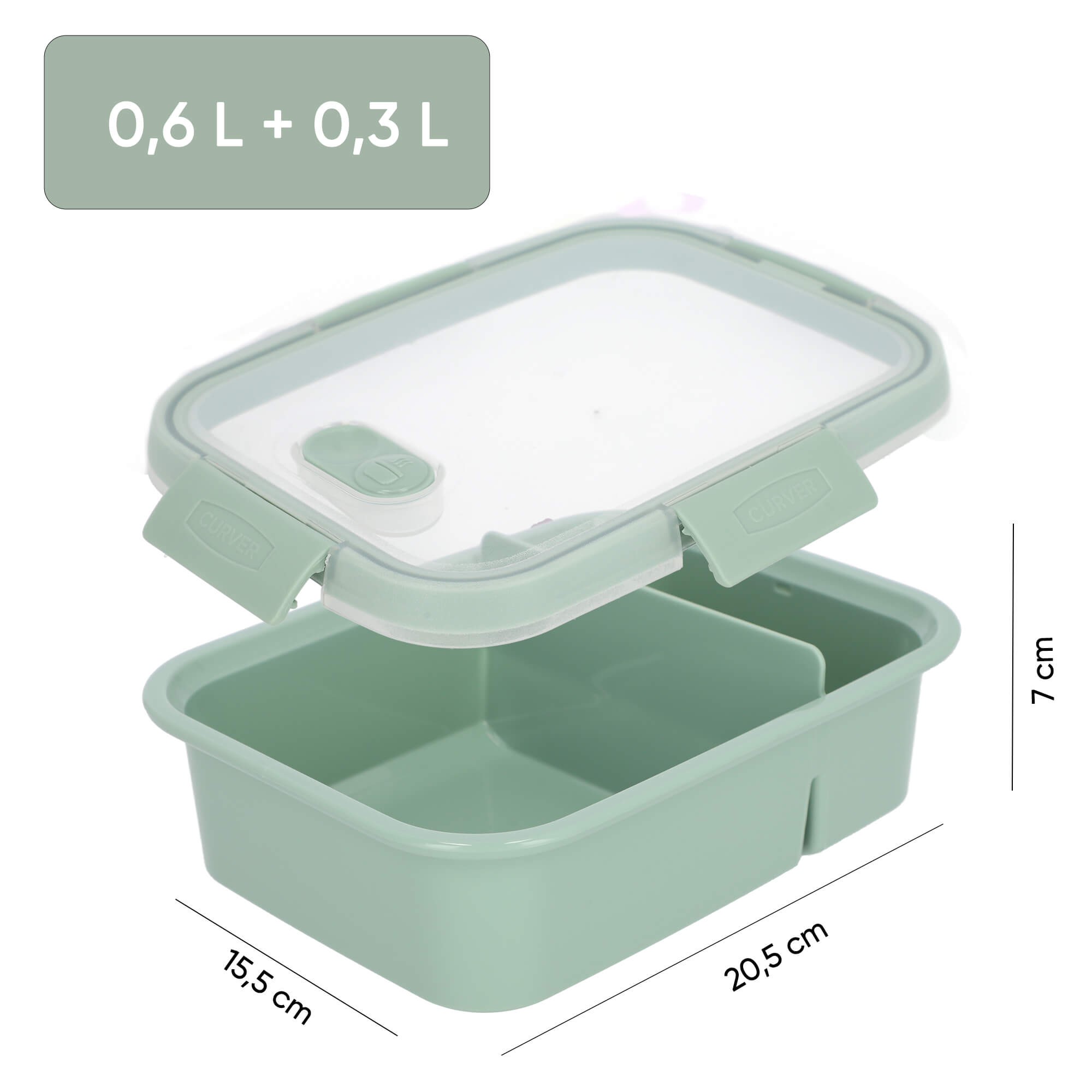 Pojemnik śniadaniowy TO GO DUAL Curver 0.6L + 0.3L, zielony