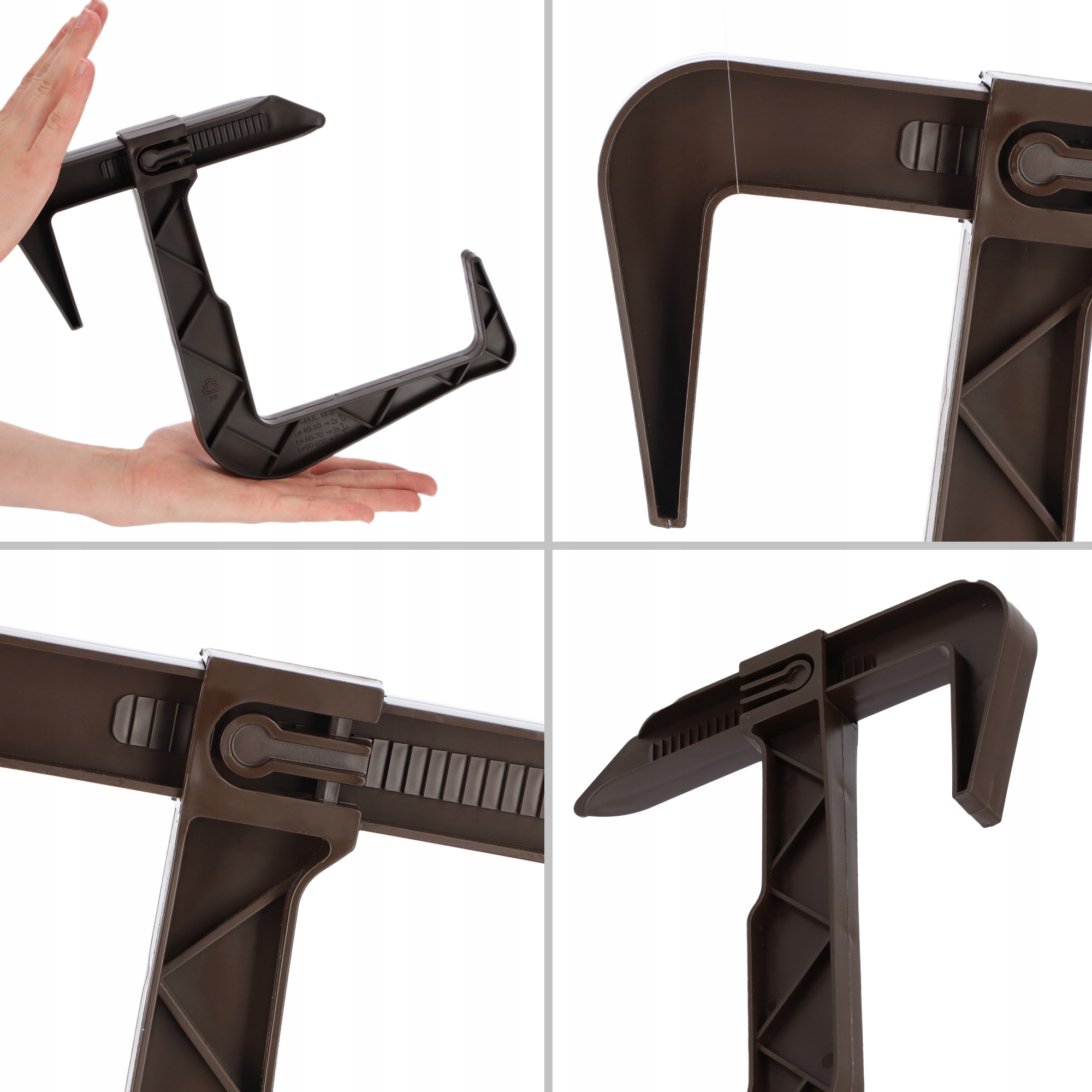 Uchwyt na skrzynkę balkonową brązowa, 2 szt.