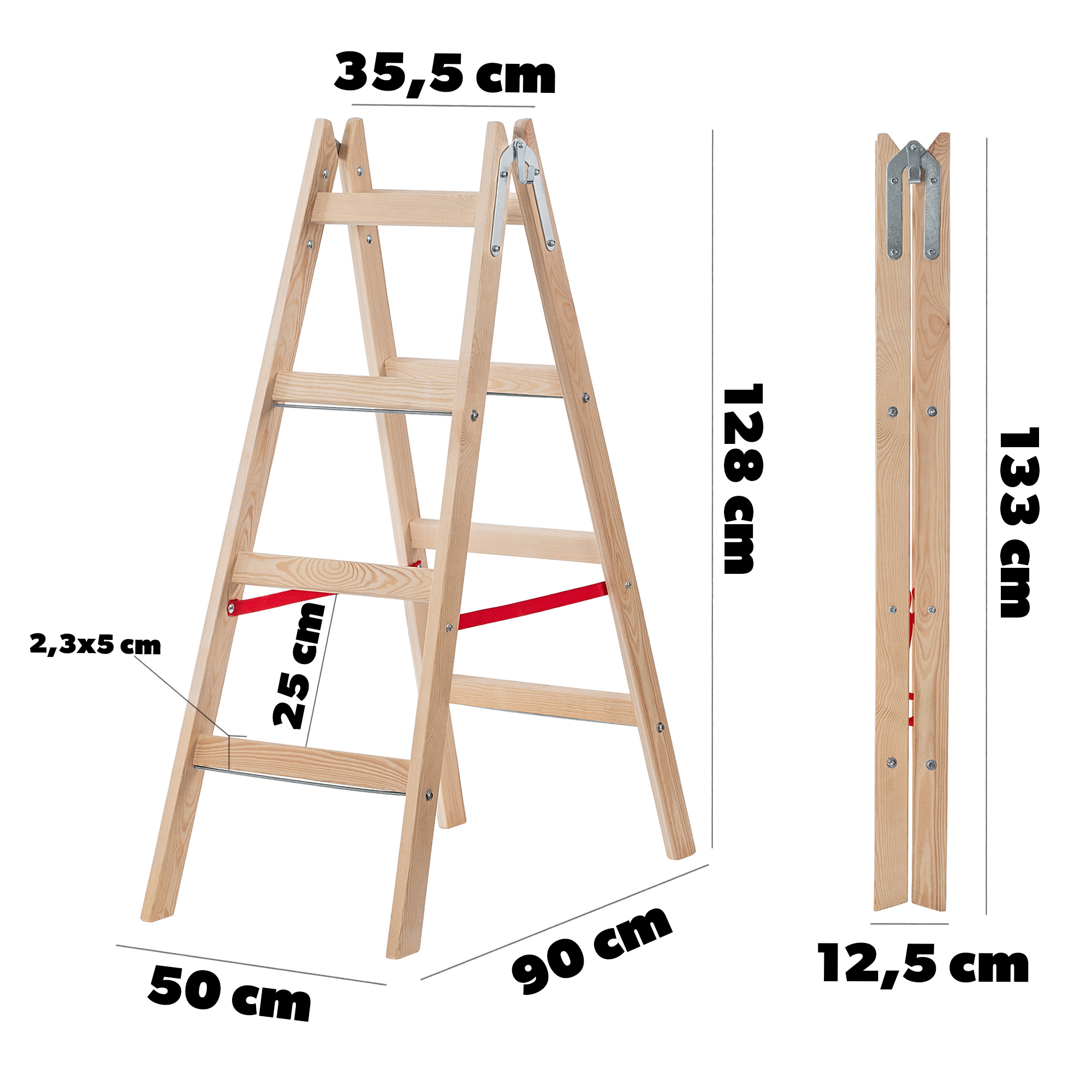 Drabina malarska Cossira dwustronna 4 stopnie