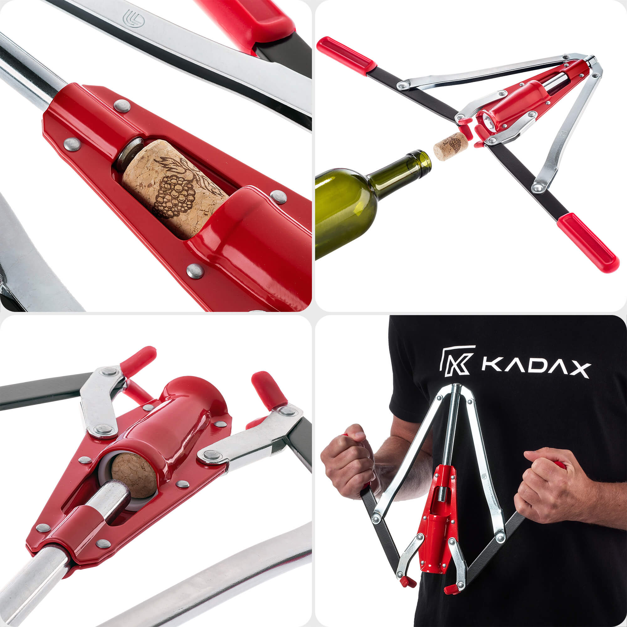 Korkownica dwuramienna Aliano 24 x 33 cm metalowa czerwona