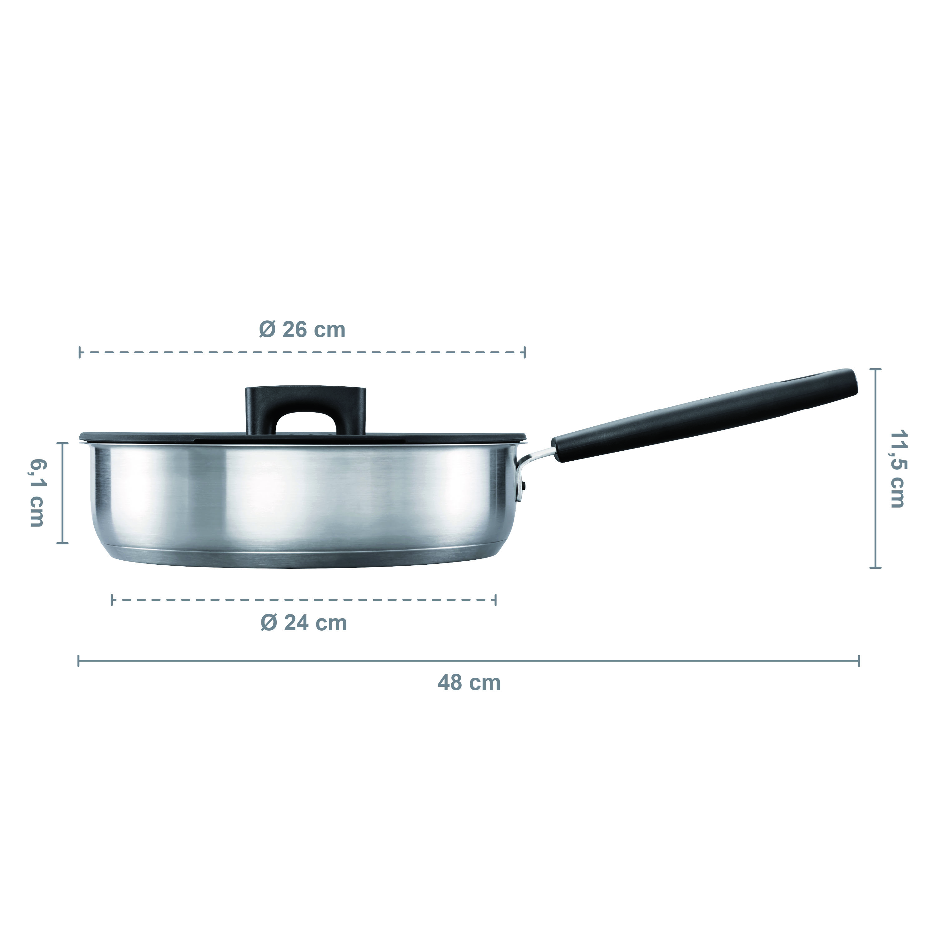 Fiskars 1052248 HF Steel Patelnia szefa kuchni 26 cm z pokrywką