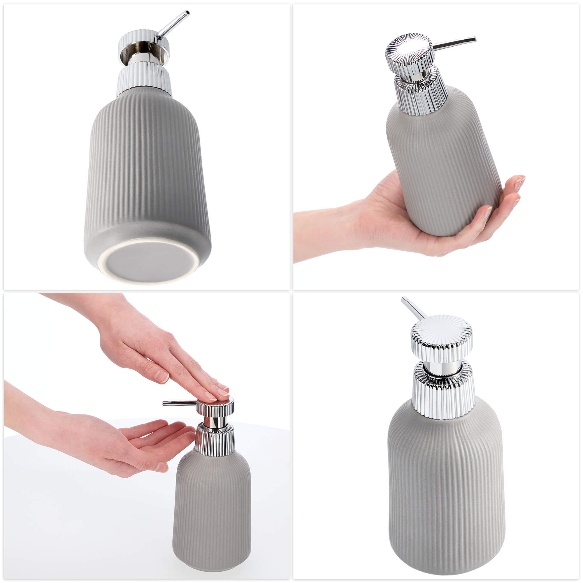 Dozownik na mydło z pompką Mataro 200 ml, szary