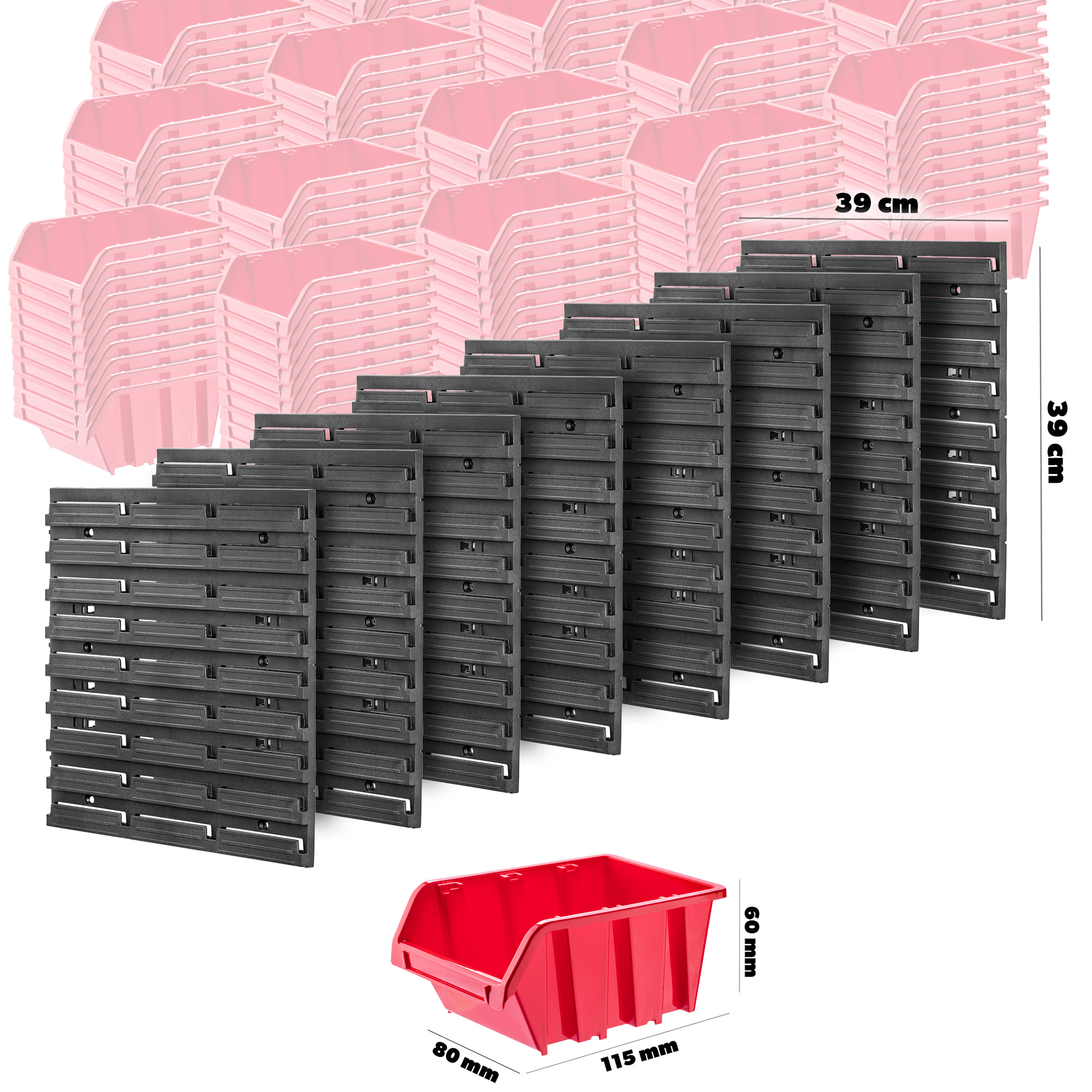 Tablica narzędziowa Lokke 162 elementy 156 x 78 cm czerwona