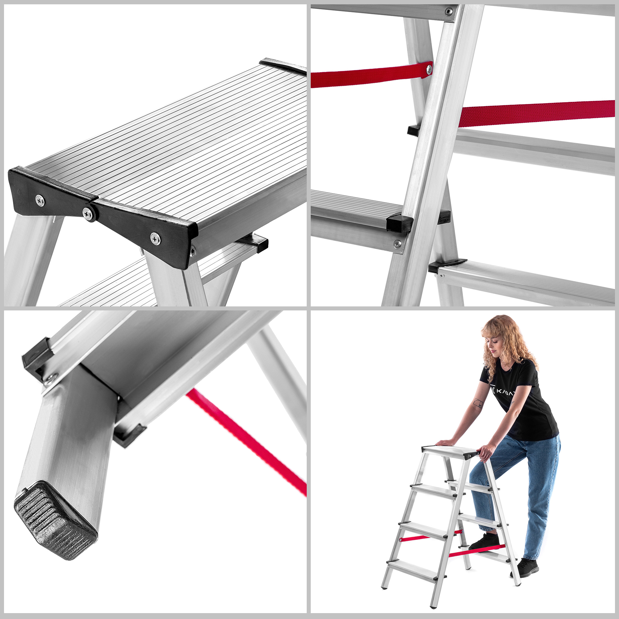 Drabina aluminiowa dwustronna Telti 4 stopnie