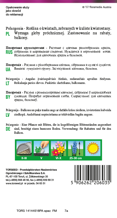 Pelargonia - Pelargonium fioletowa F2 10g