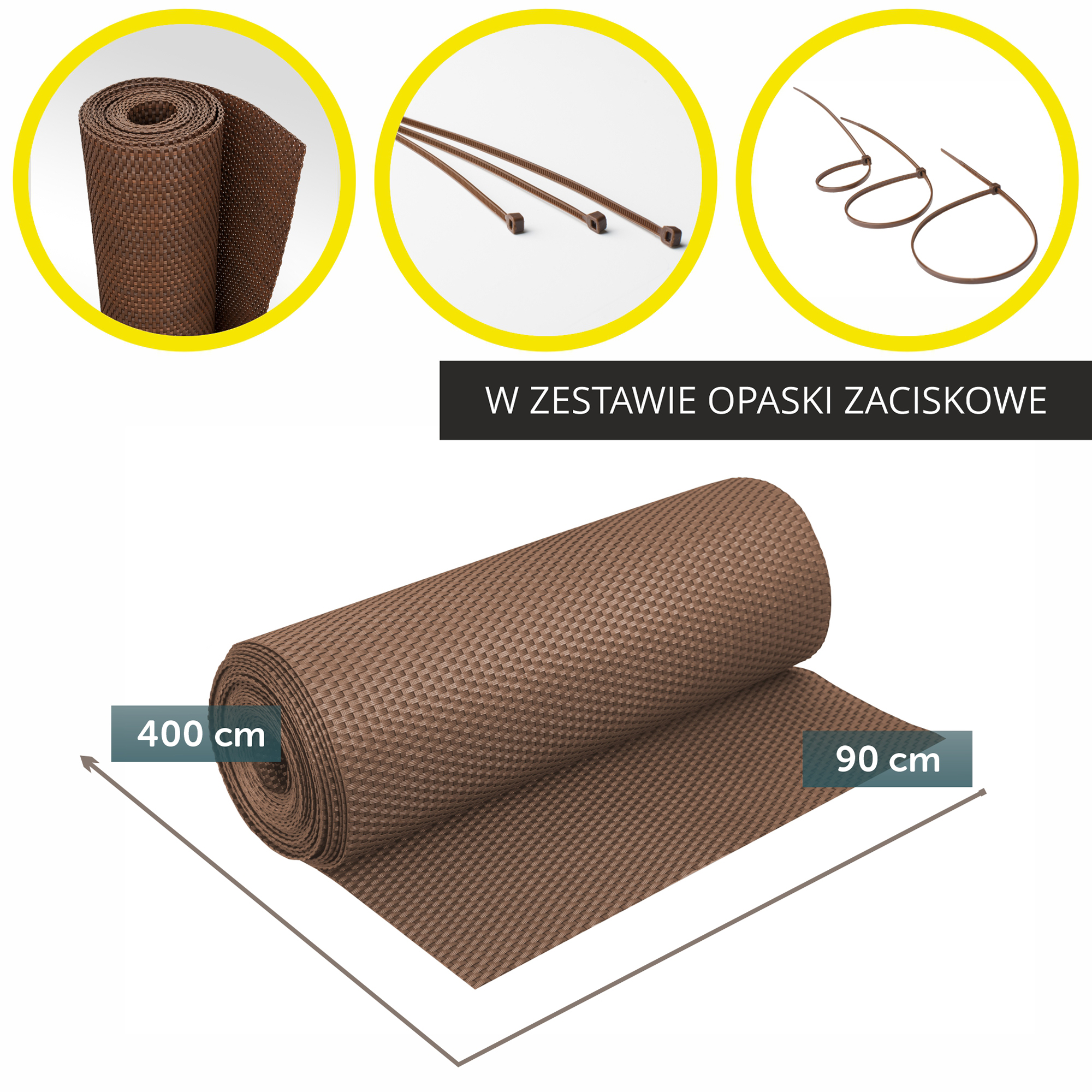 Osłona balkonowa Espa 90 x 400 cm, jasny brąz