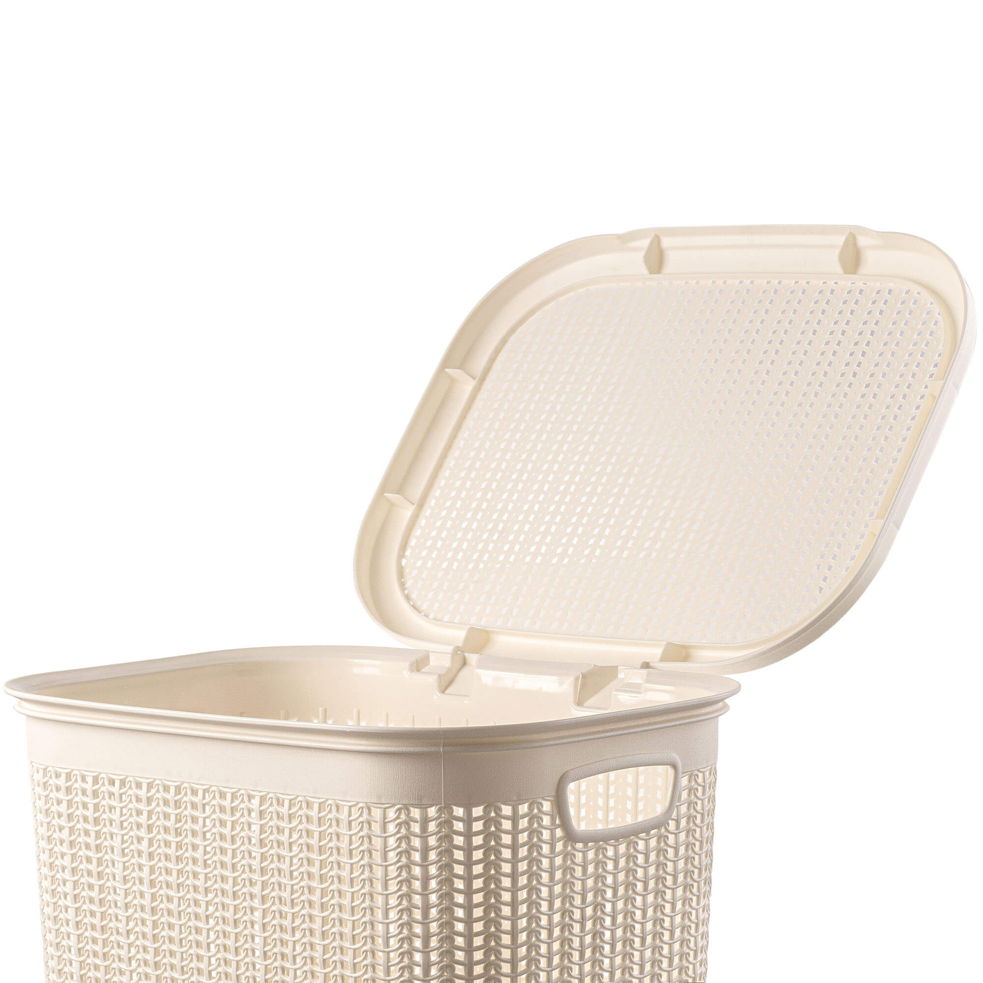 Kosz z pokrywą na pranie Mera 50L kremowy