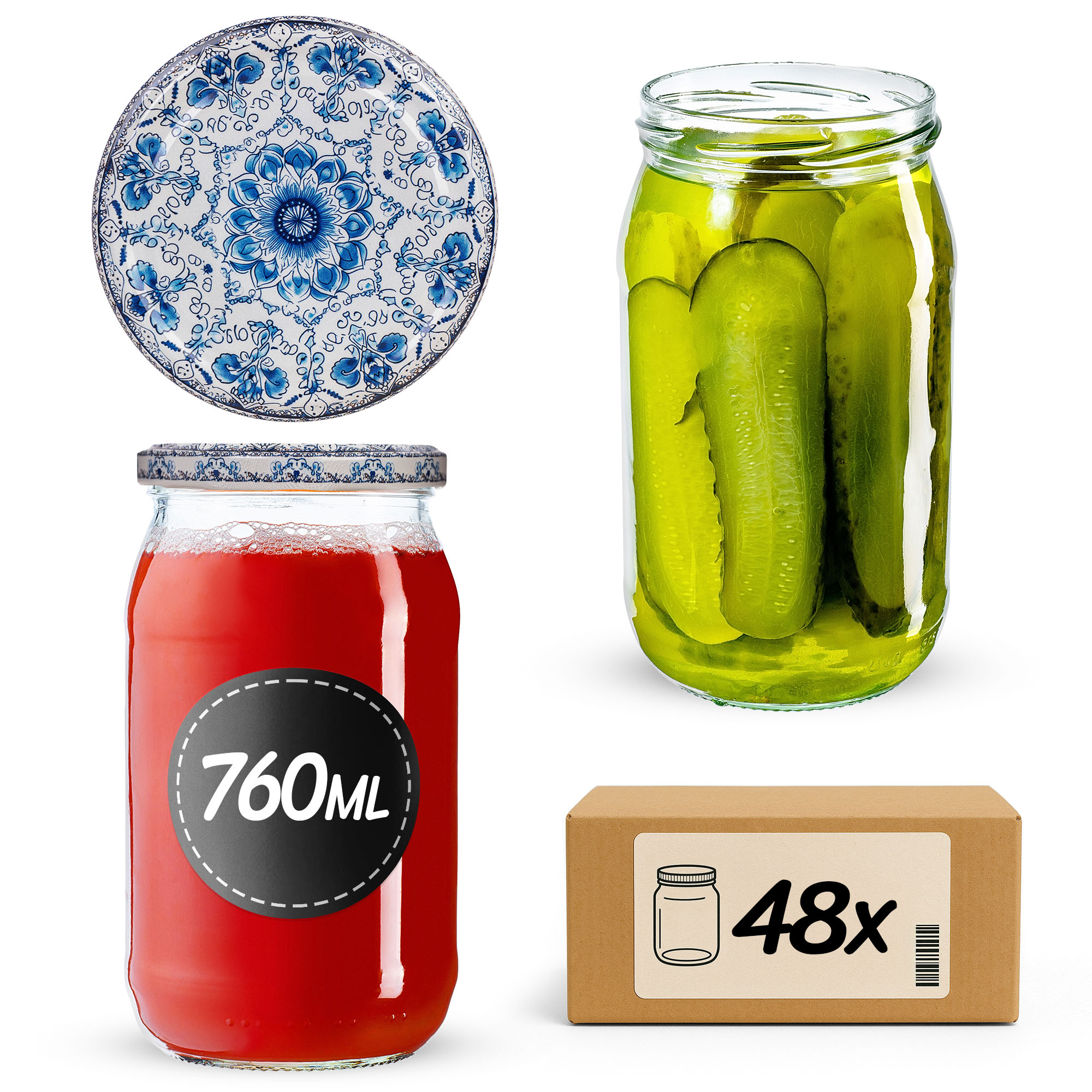 Słoiki na przetwory Niva 760ml fi82mm 48szt + wieczko Ceramics 2