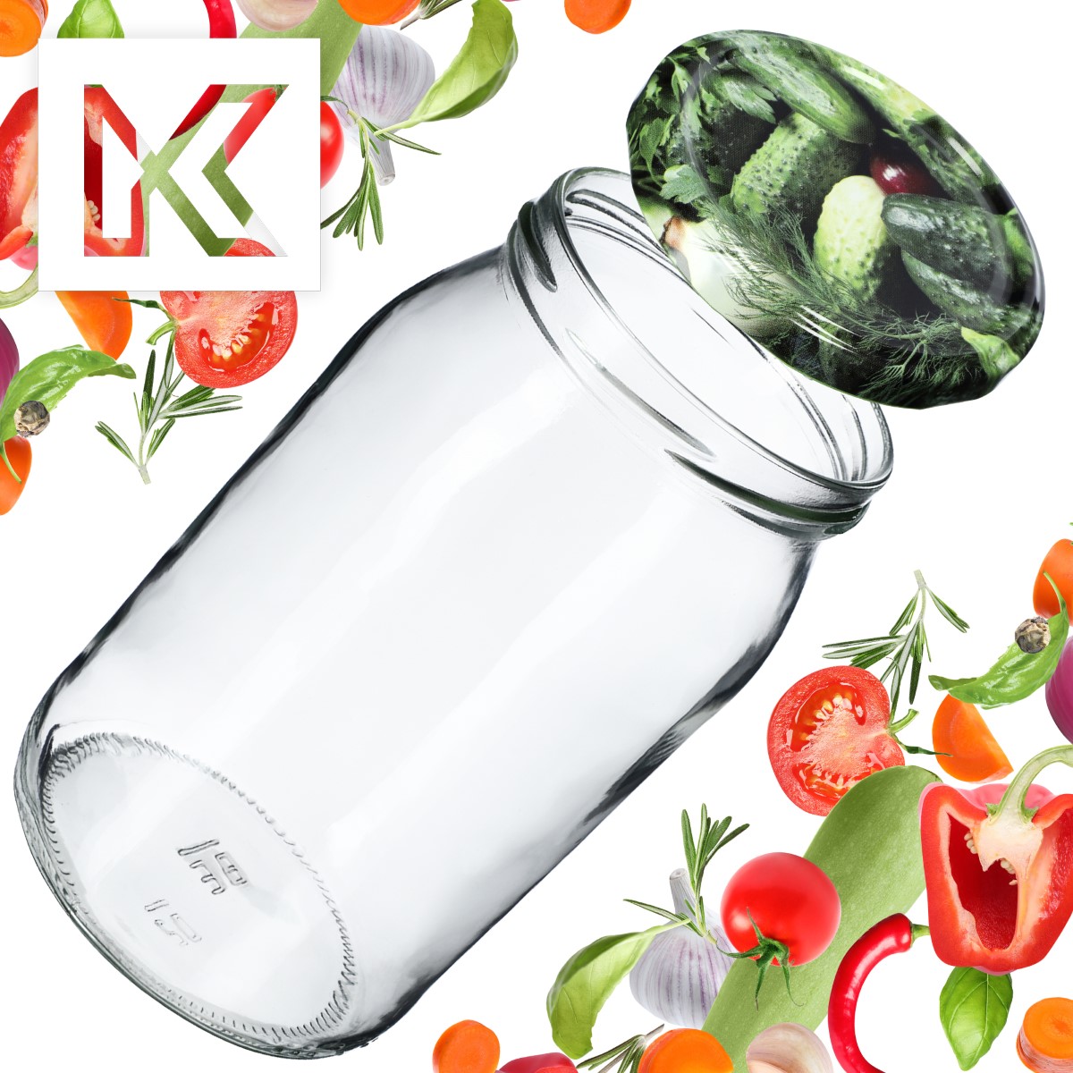 Słoiki na przetwory Niva 760ml 8szt 82mm + wieczka "Ogórki"