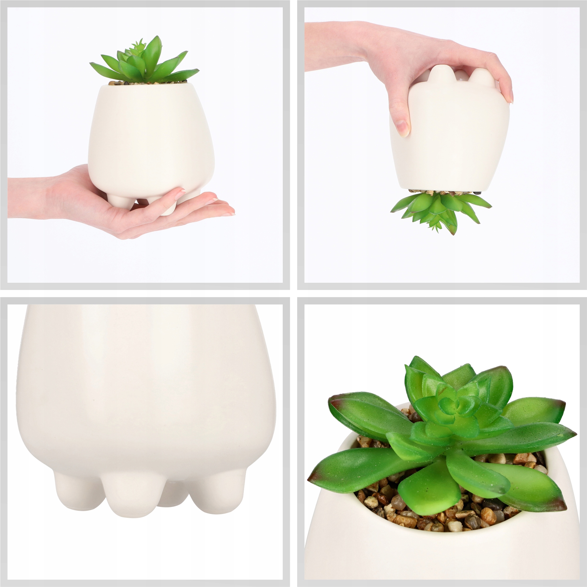 Sztuczny sukulent Rouy, 10,5 cm, biały