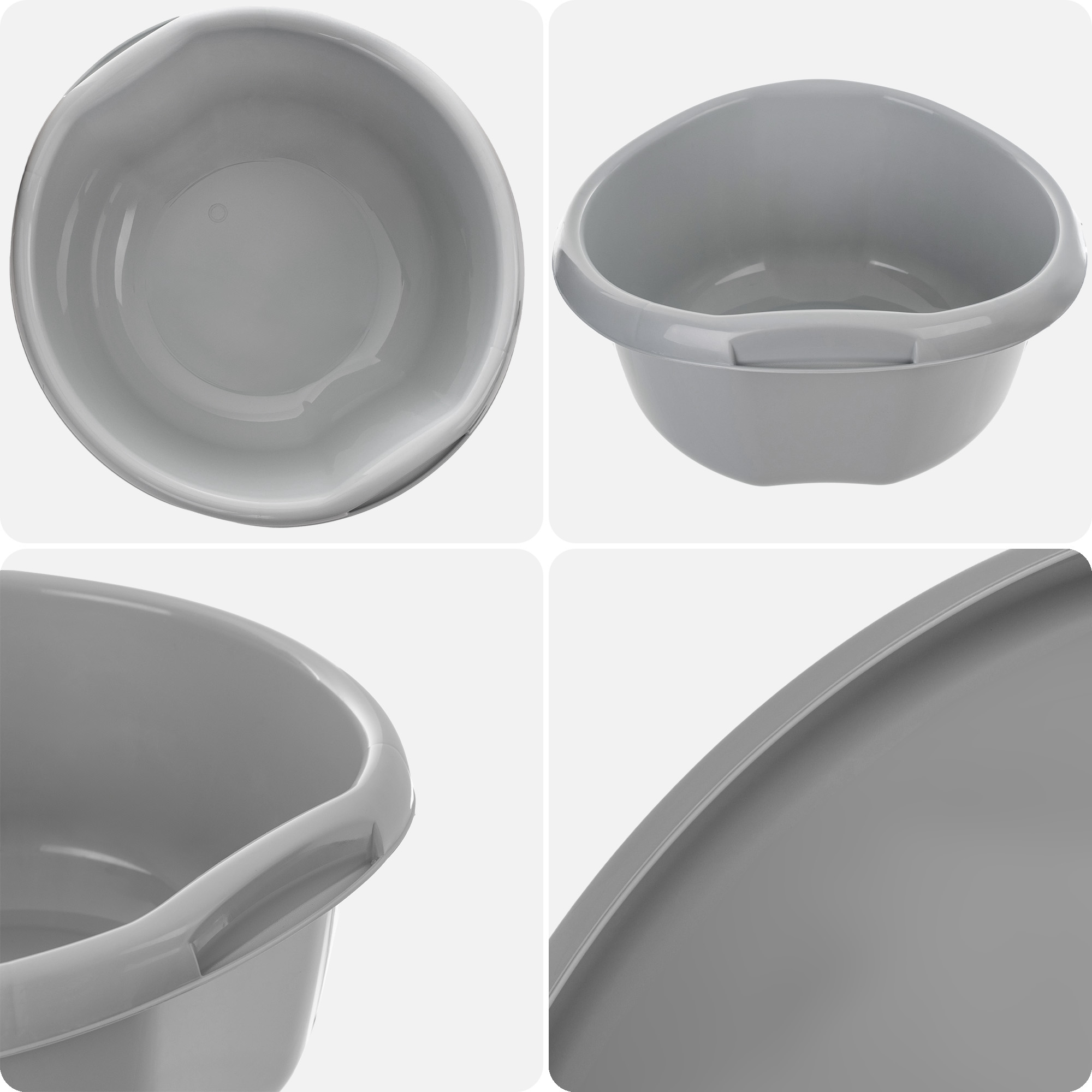 Miednica plastikowa z uchwytami Treix 15L szara