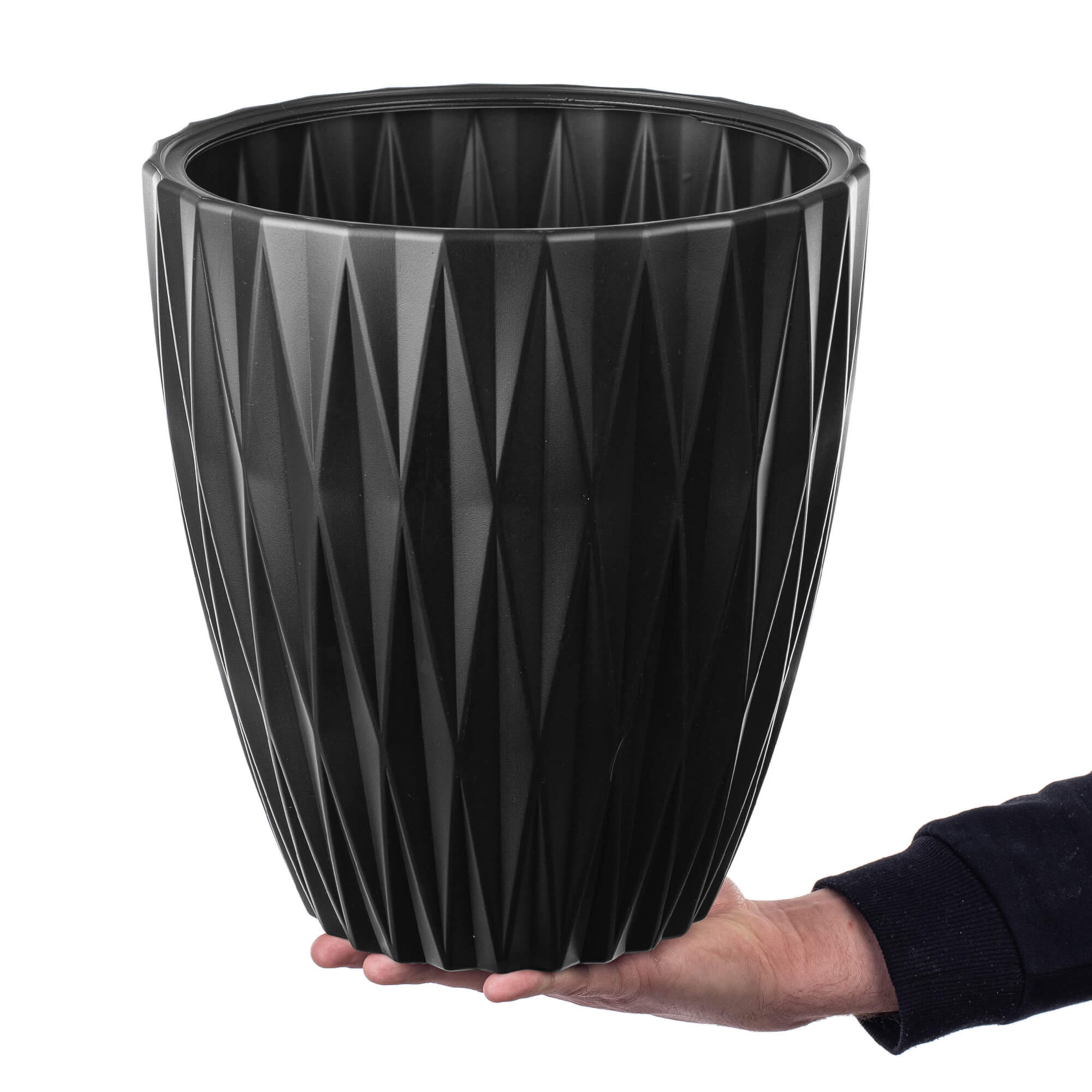 Doniczka Caro 25 cm, czarna, 1 szt.
