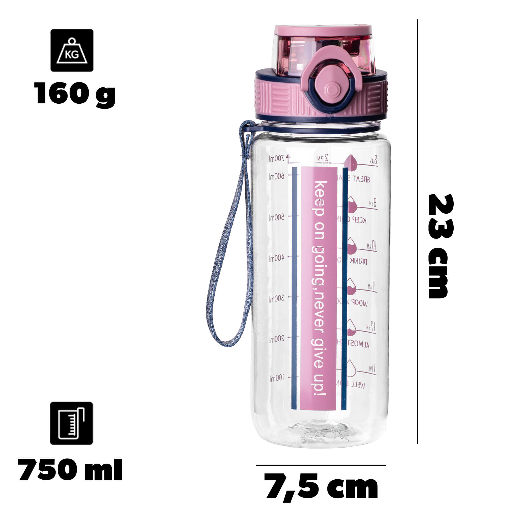 Butelka tritanowa na wodę Alpo 750ml bidon różowy