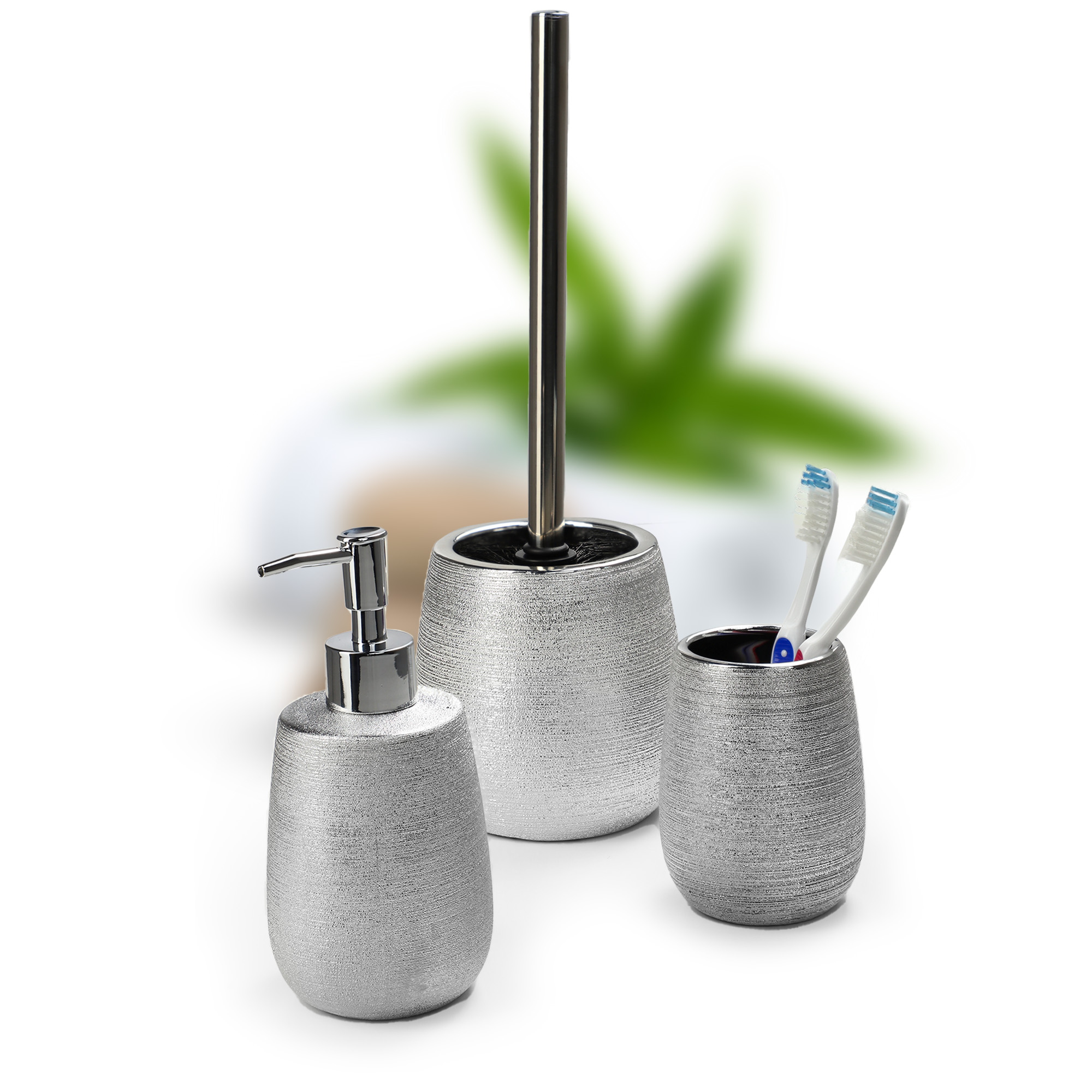 Zestaw łazienkowy Bari dozownik + kubek łazienkowy+ szczotka Wc