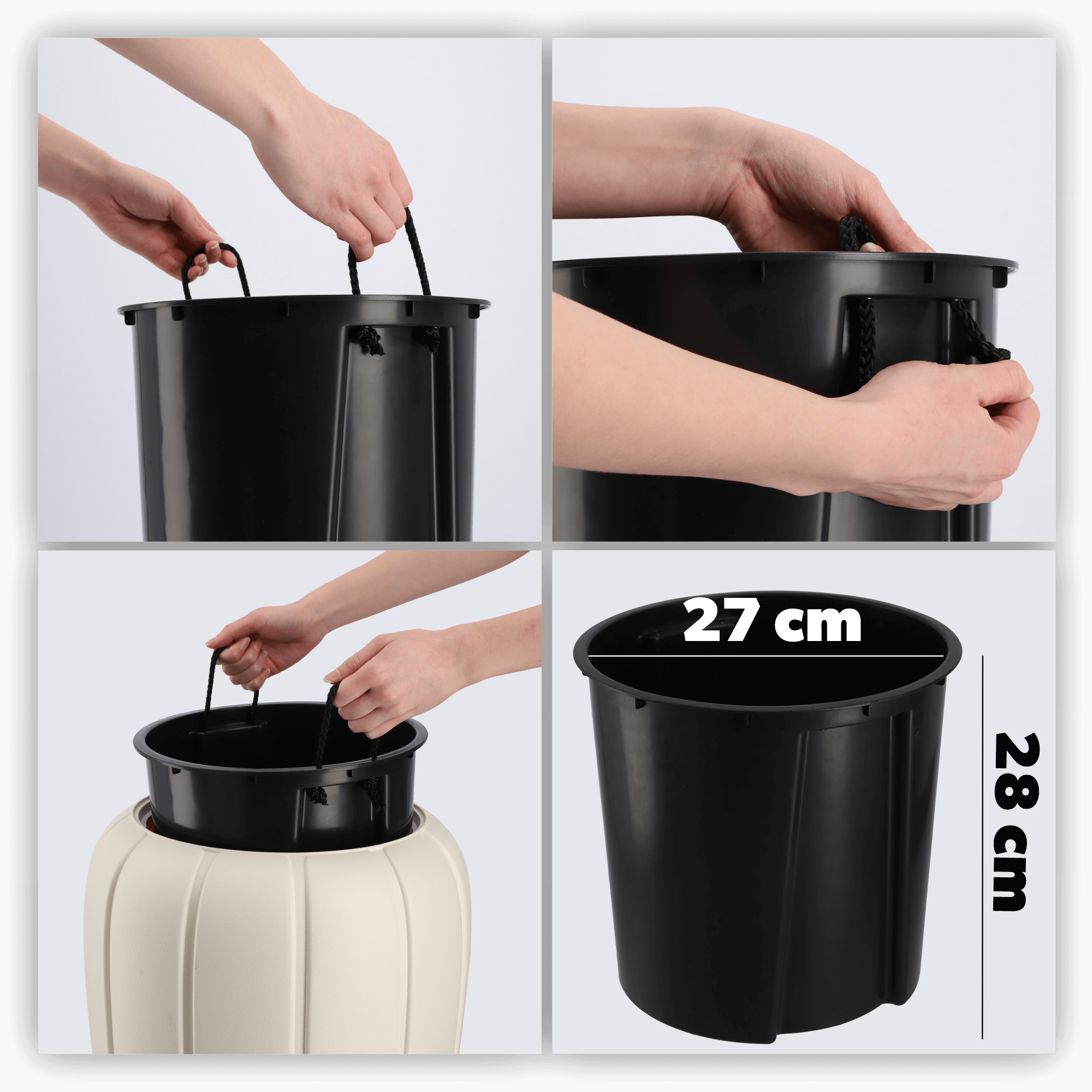 Donica na kwiaty z wkładem Pale 40 cm, kremowa