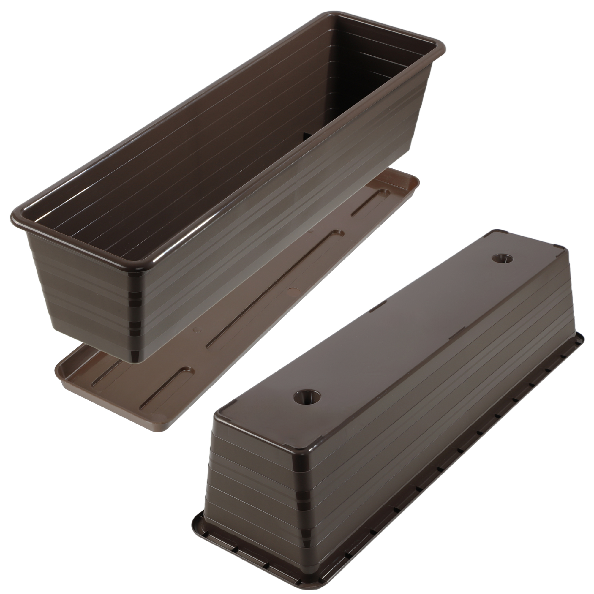 Doniczka balkonowa Cati 60 cm + podstawka 60 cm, brąz