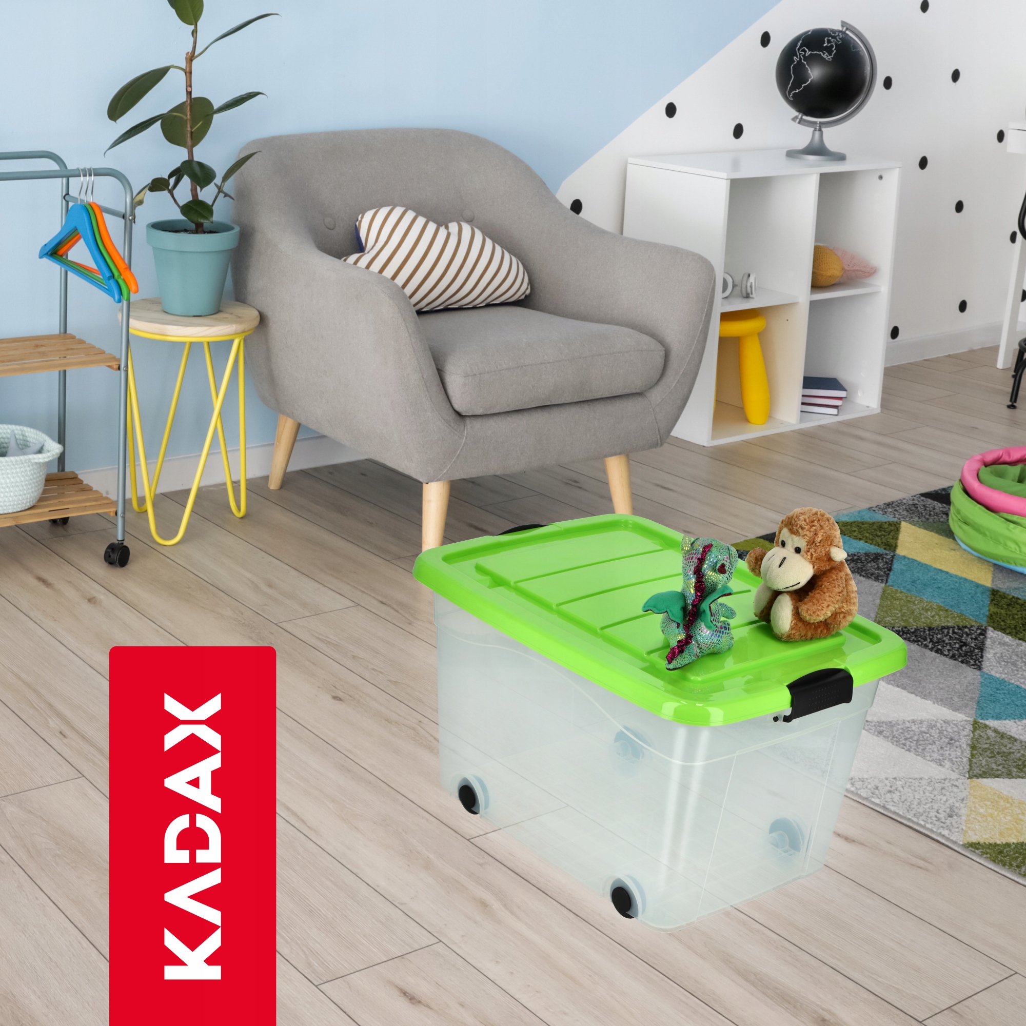 Plastikowy pojemnik na kółkach Vado 60L, zielony
