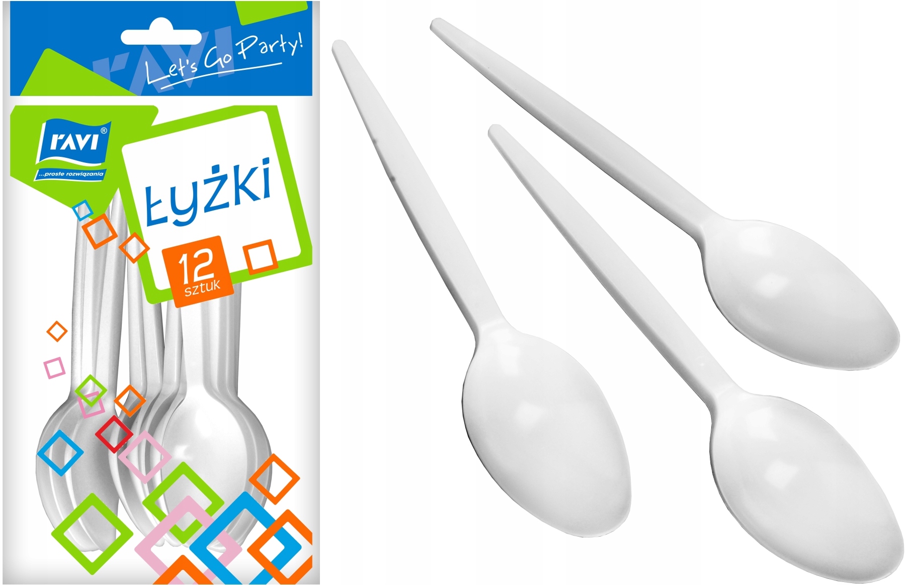 Łyżki jednorazowe plastikowe Ravi, 12 szt.
