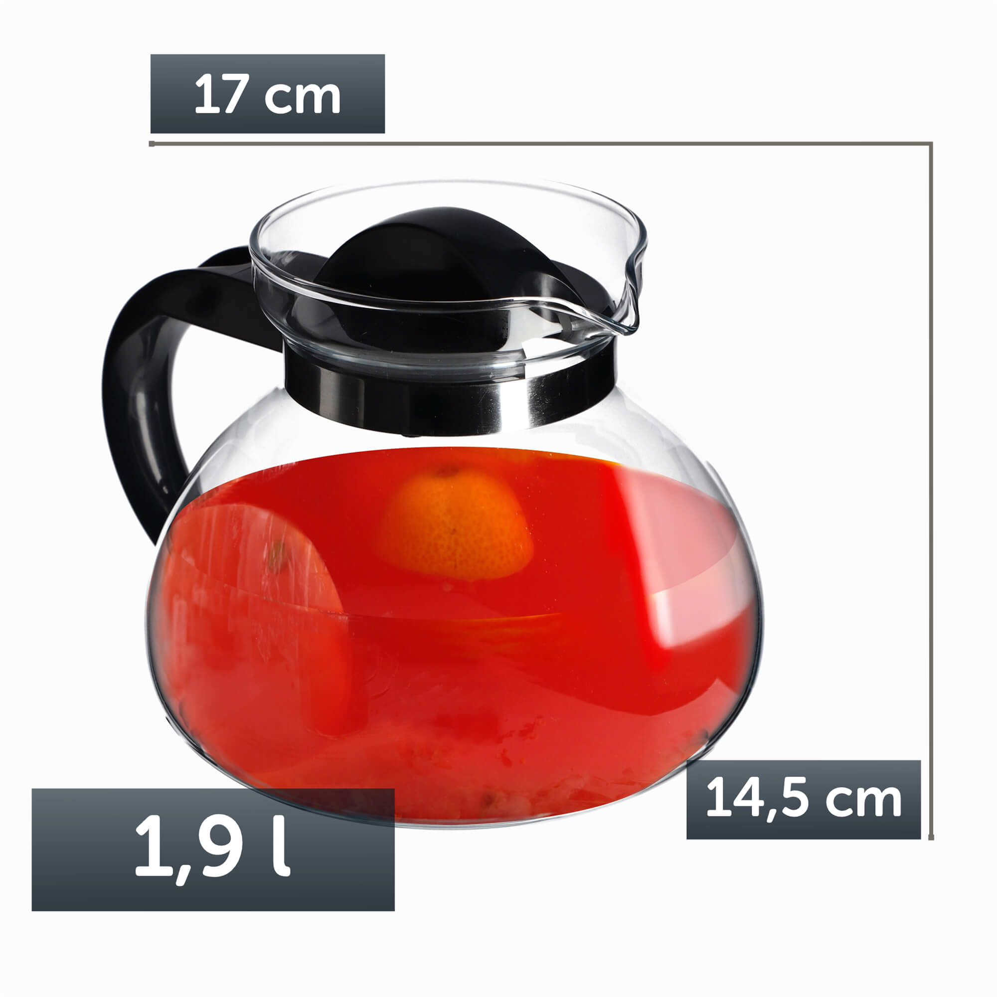 Dzbanek do herbaty Lonato z pokrywką 1.9L czarny