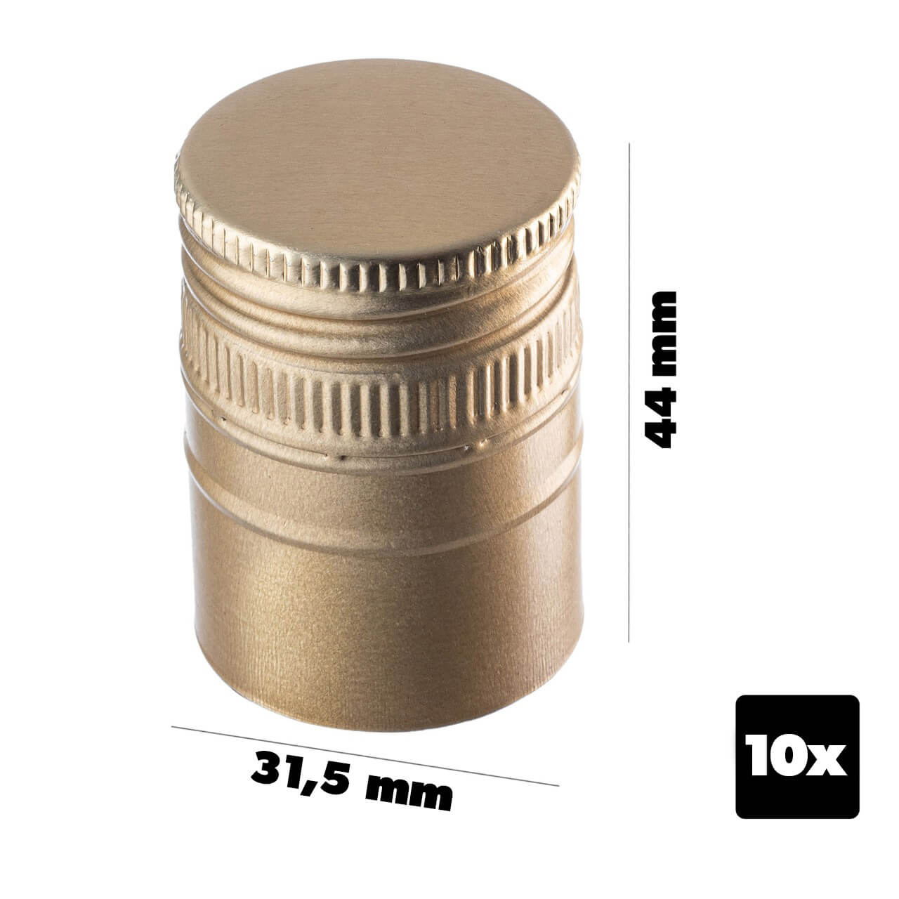 Aluminiowa zakrętka do butelek Annot fi 31.5mm długa złota 10 szt.
