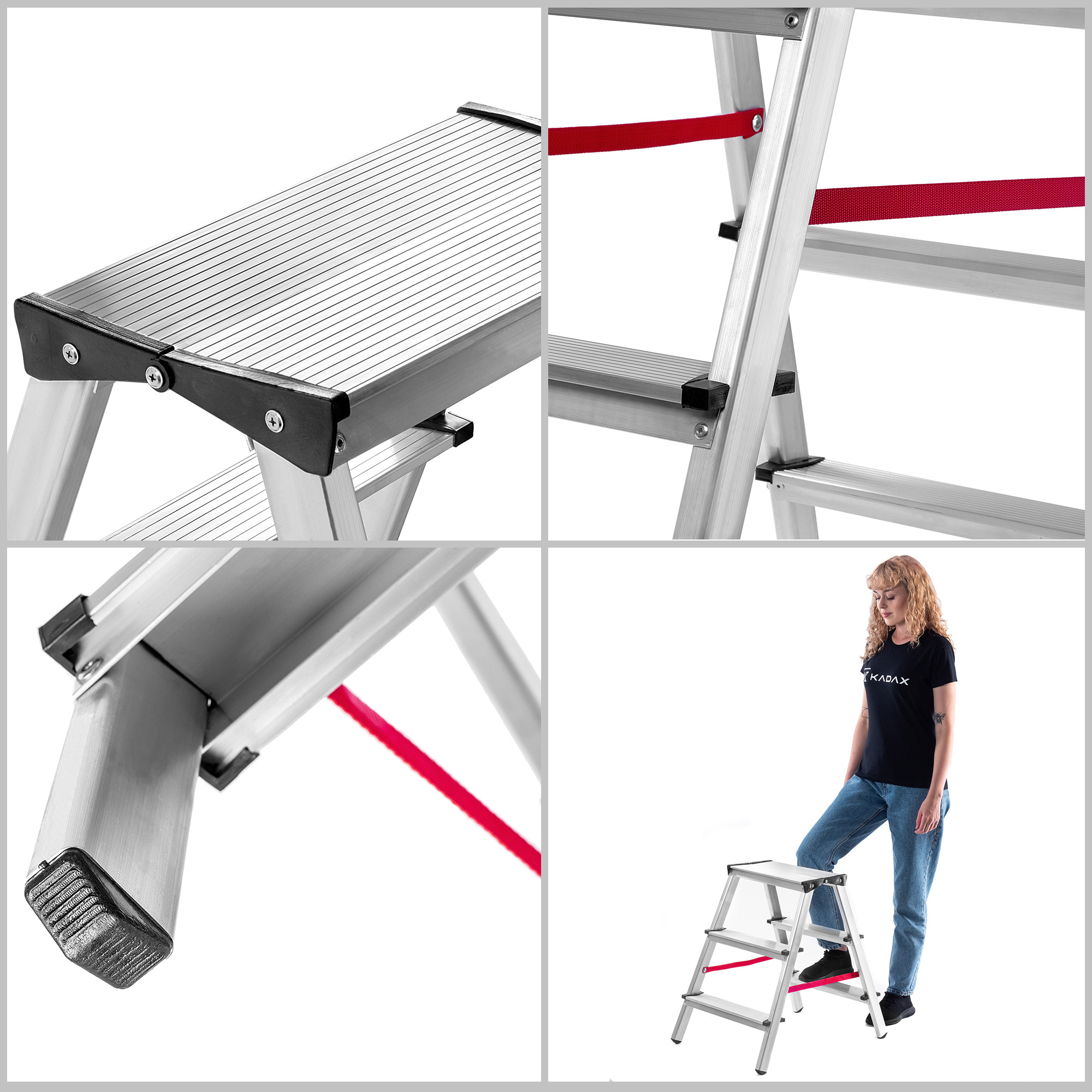 Drabina aluminiowa dwustronna Telti 3 stopnie